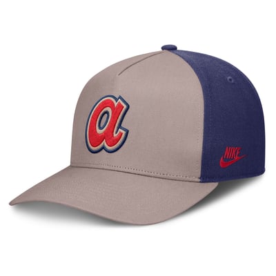 Atlanta Braves Nike Cooperstown Rise A-Frame Adjustable Hat - Light Brown/Royal