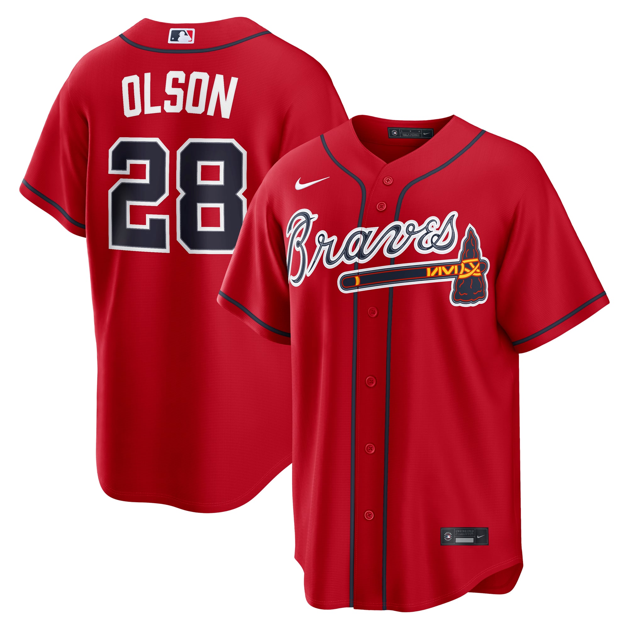 Maillot réplique alternatif Nike Matt Olson rouge des Braves d'Atlanta pour homme