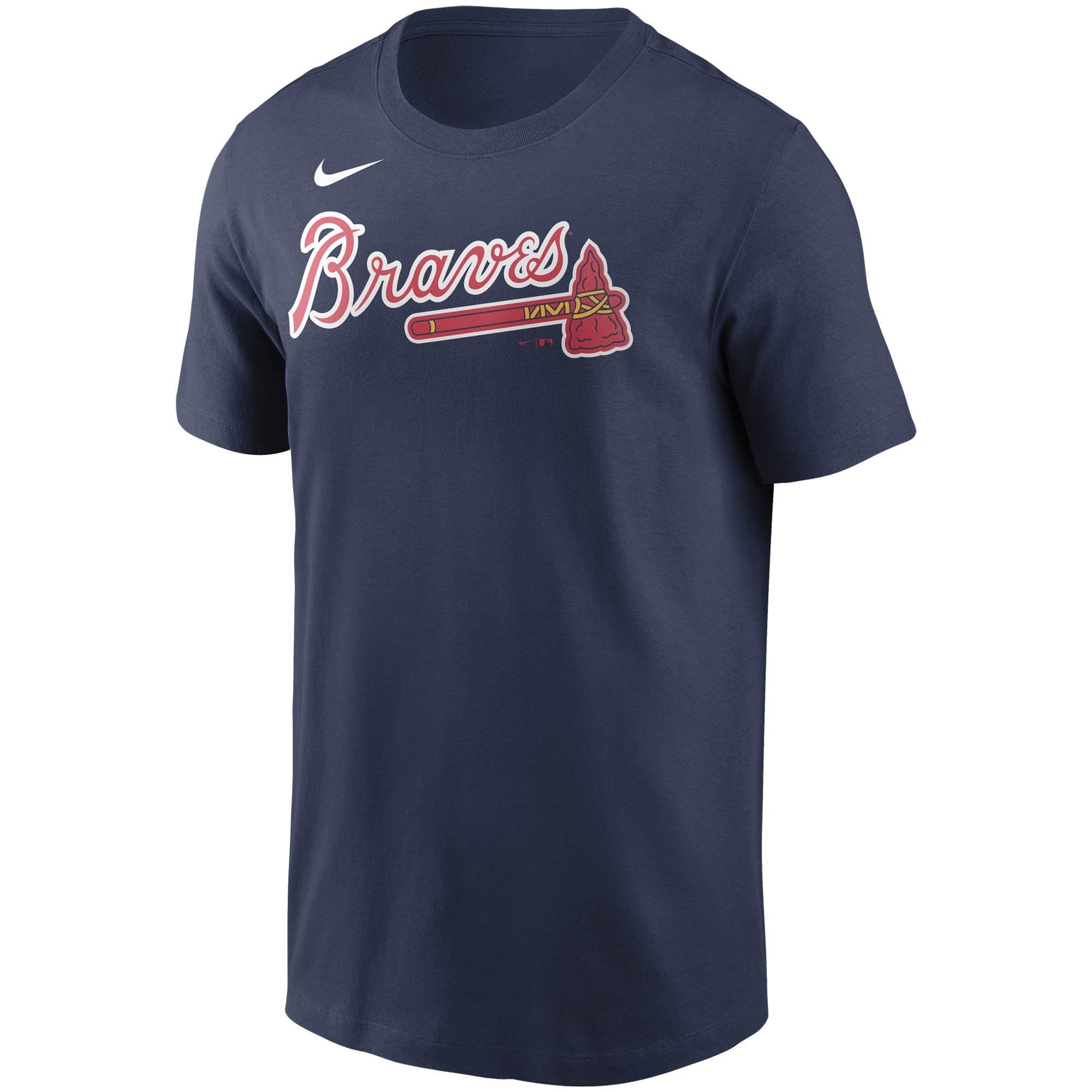 T-shirt Nike Atlanta Braves Team Wordmark bleu marine pour homme