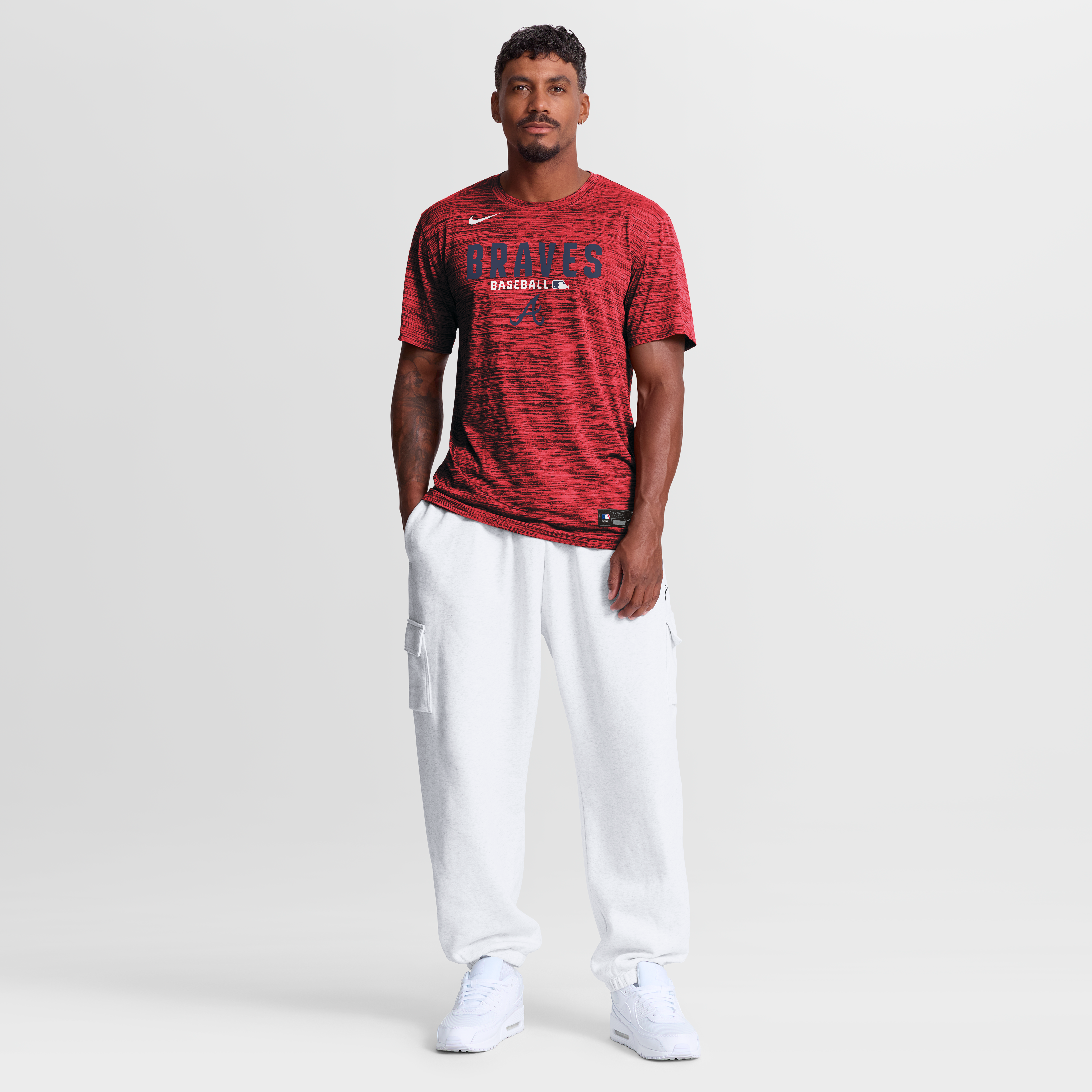 Men's Nike White Atlanta Braves Authentic Collection Velocity Dri-FIT T-Shirt