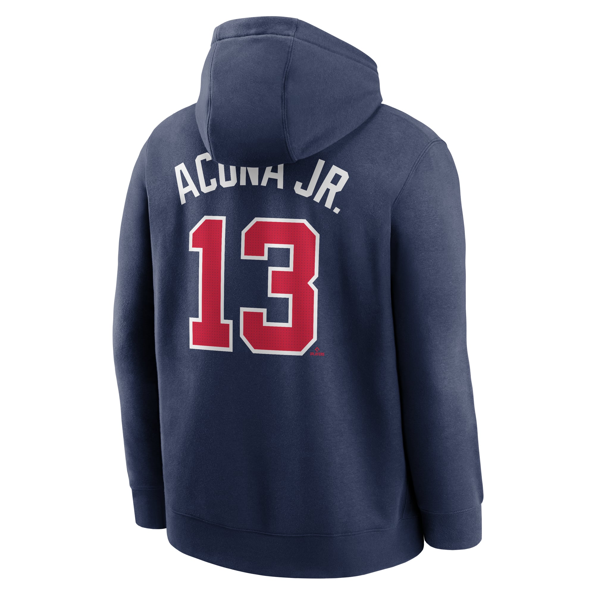 Men's Nike Ronald Acuña Jr. Navy Atlanta Braves Player Name & Number Club Pullover Hoodie