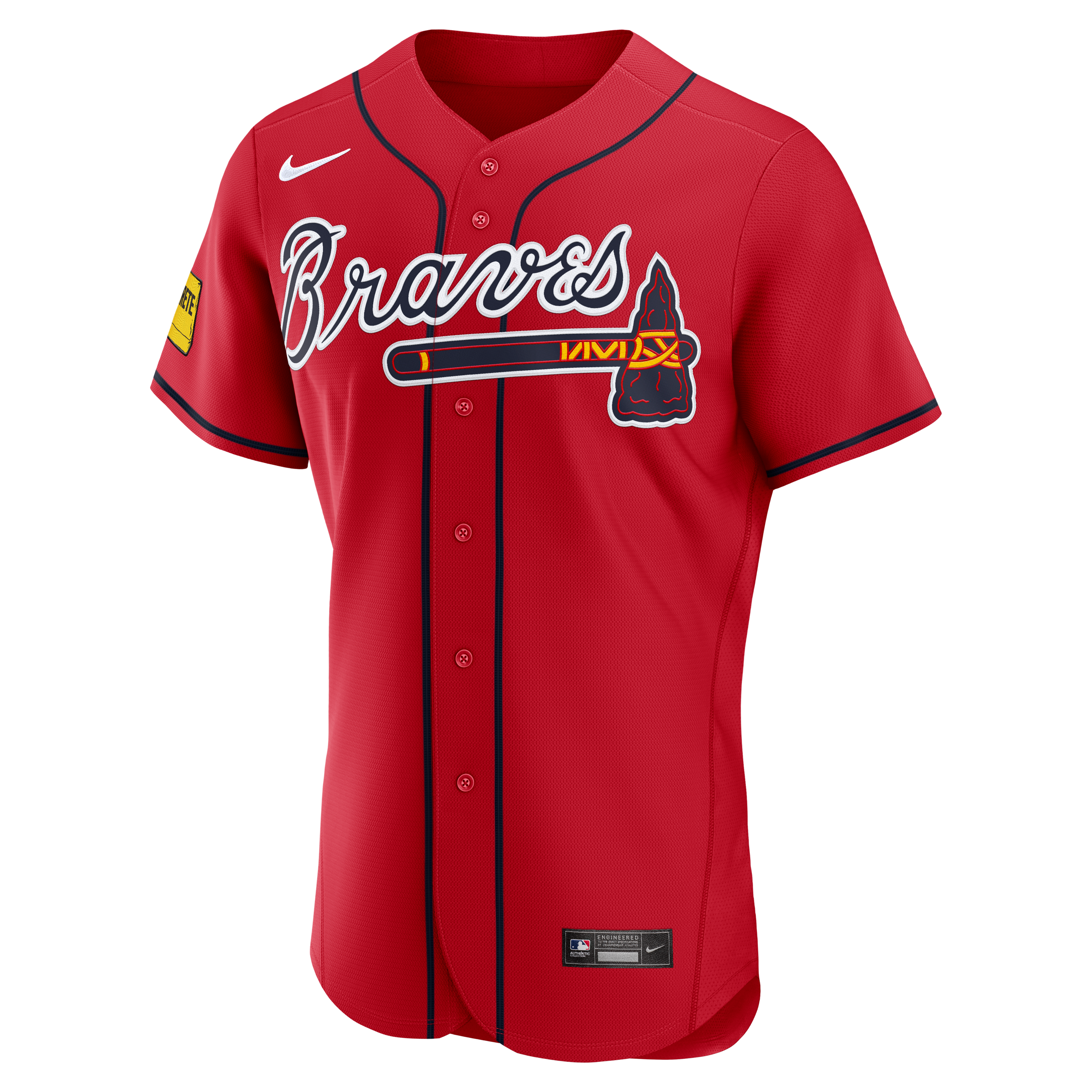Men's Nike Ronald Acuña Jr. Red Atlanta Braves Alternate Authentic Sponsor Patch Jersey
