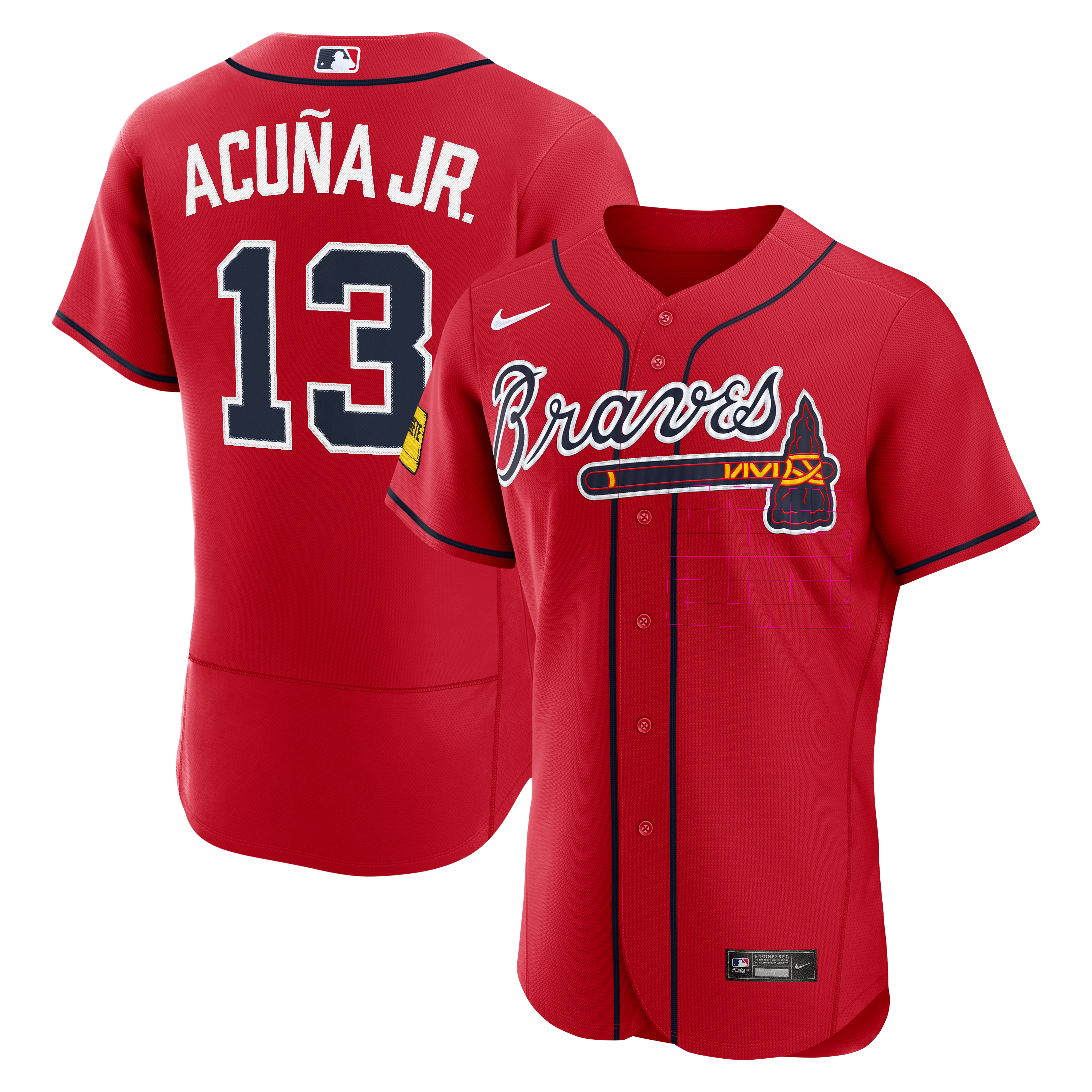 Men's Nike Ronald Acuña Jr. Red Atlanta Braves Alternate Authentic Sponsor Patch Jersey