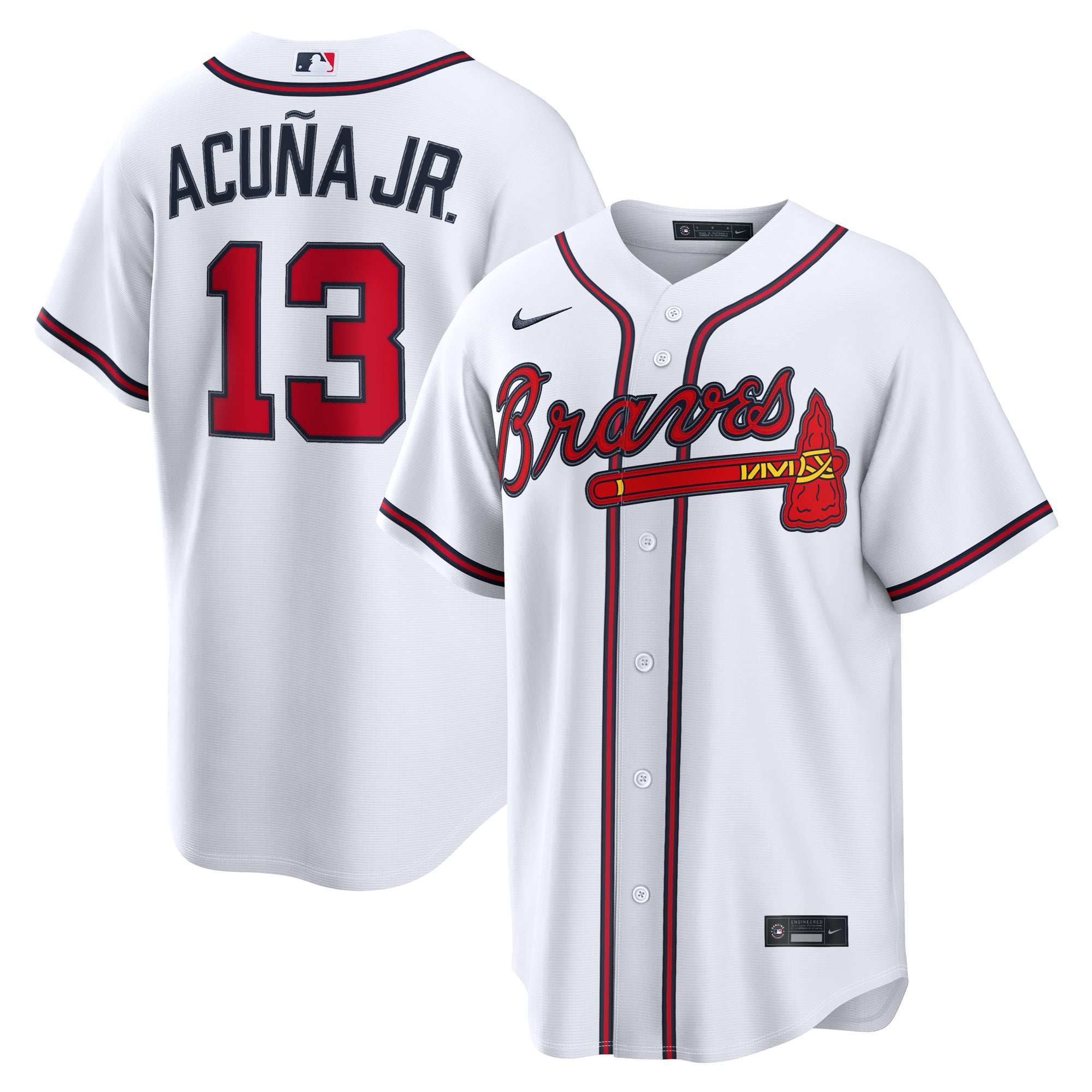 Men's Nike Ronald Acuña Jr. White Atlanta Braves Home Replica Jersey