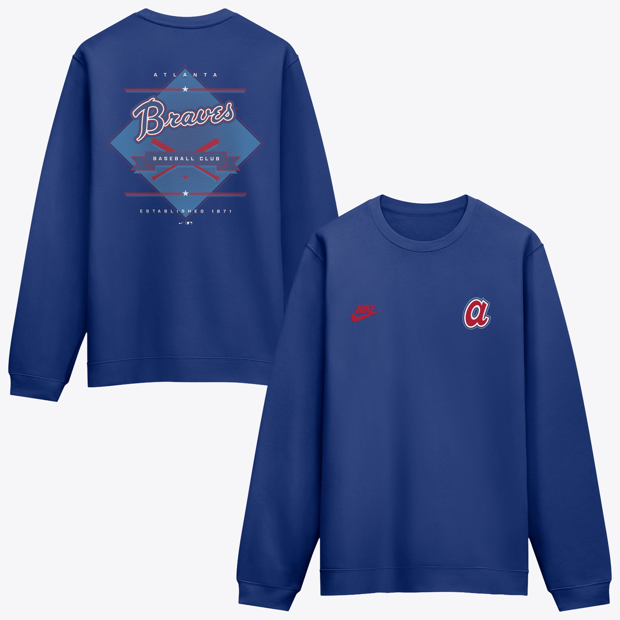 Men's Nike Royal Atlanta Braves Cooperstown Diamond Sweatshirt