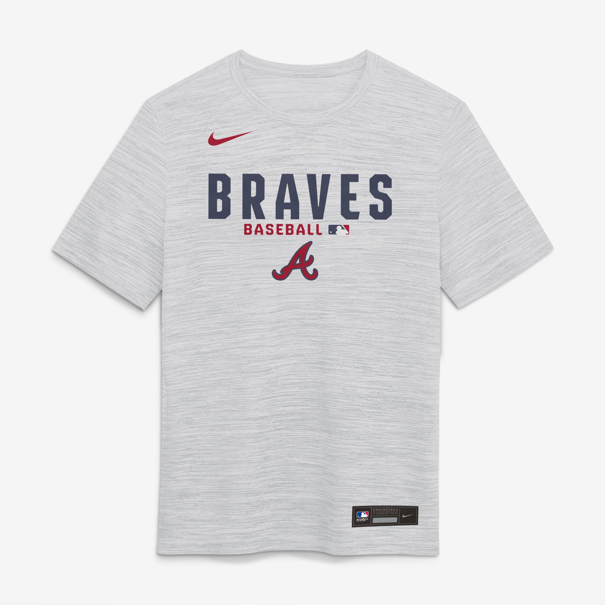 T-shirt Nike Velocity Dri-FIT Authentic Collection pour homme, blanc, Atlanta Braves