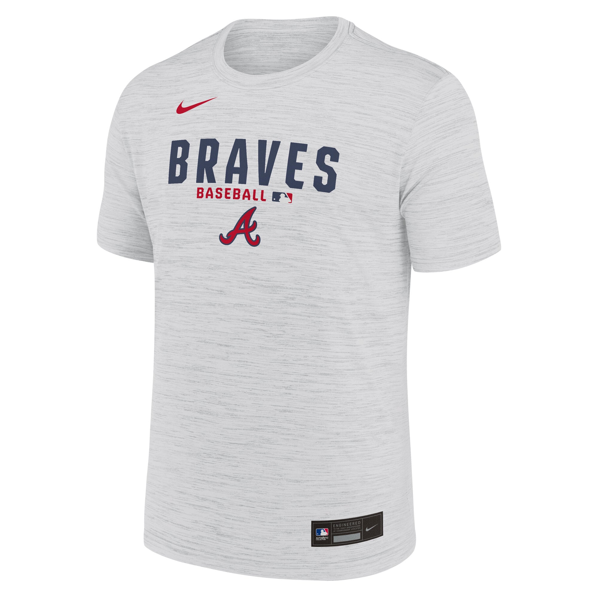 T-shirt Nike Velocity Dri-FIT Authentic Collection pour homme, blanc, Atlanta Braves