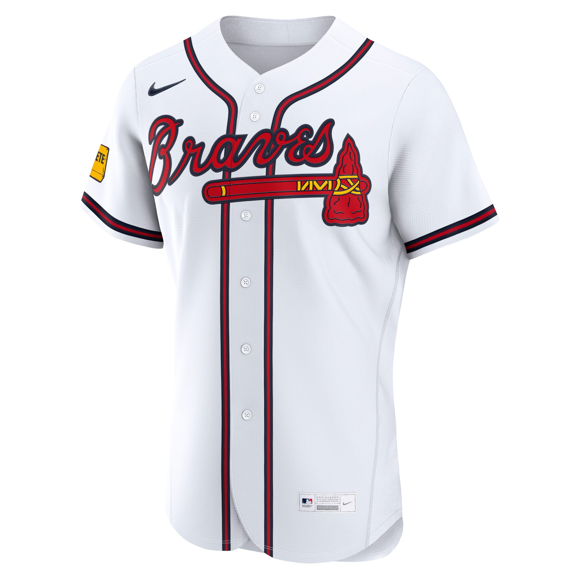 Men's Nike White Atlanta Braves Home Sponsor Patch Authentic Jersey