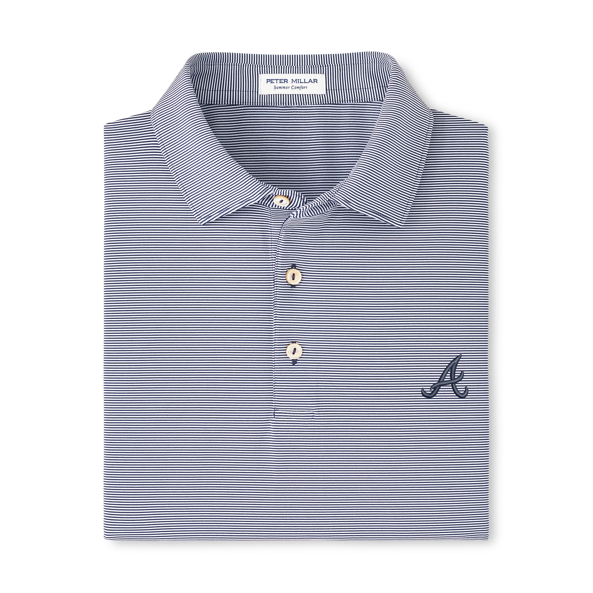 Polo Peter Millar bleu marine à rayures jubilé des Braves d'Atlanta pour homme