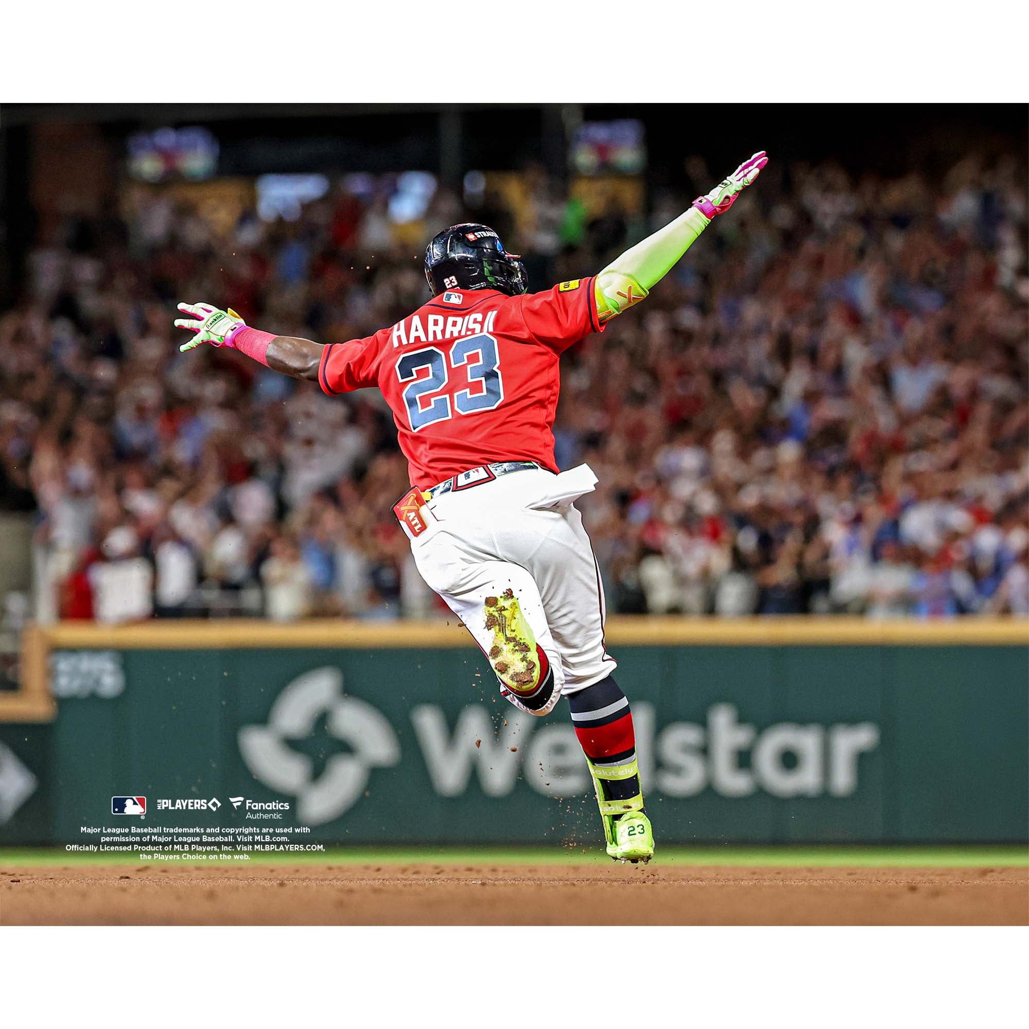 Michael Harris II Atlanta Braves Unsigned 2026 MLB National League Wild Card Series Three-Run Home Run Celebration Photograph