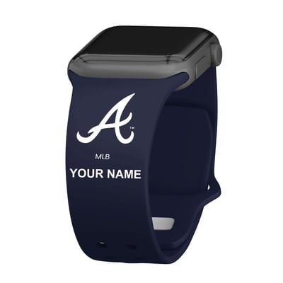 Atlanta Braves Personalized Silicone Apple Watch Band - Navy