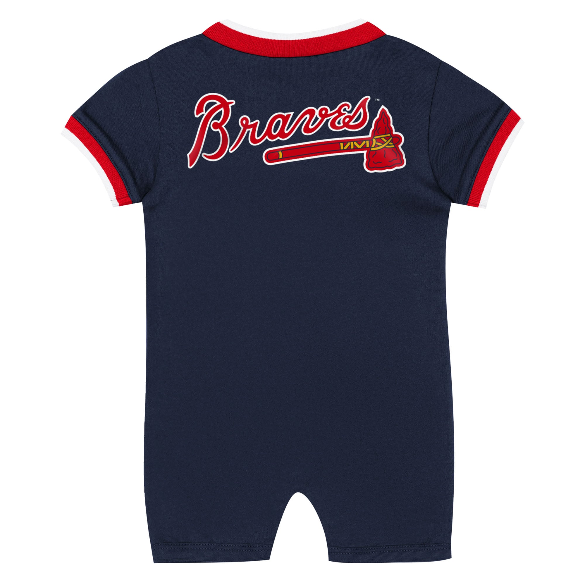 Grenouillère à pinces bleu marine Outerstuff pour nouveau-né, motif Braves d'Atlanta