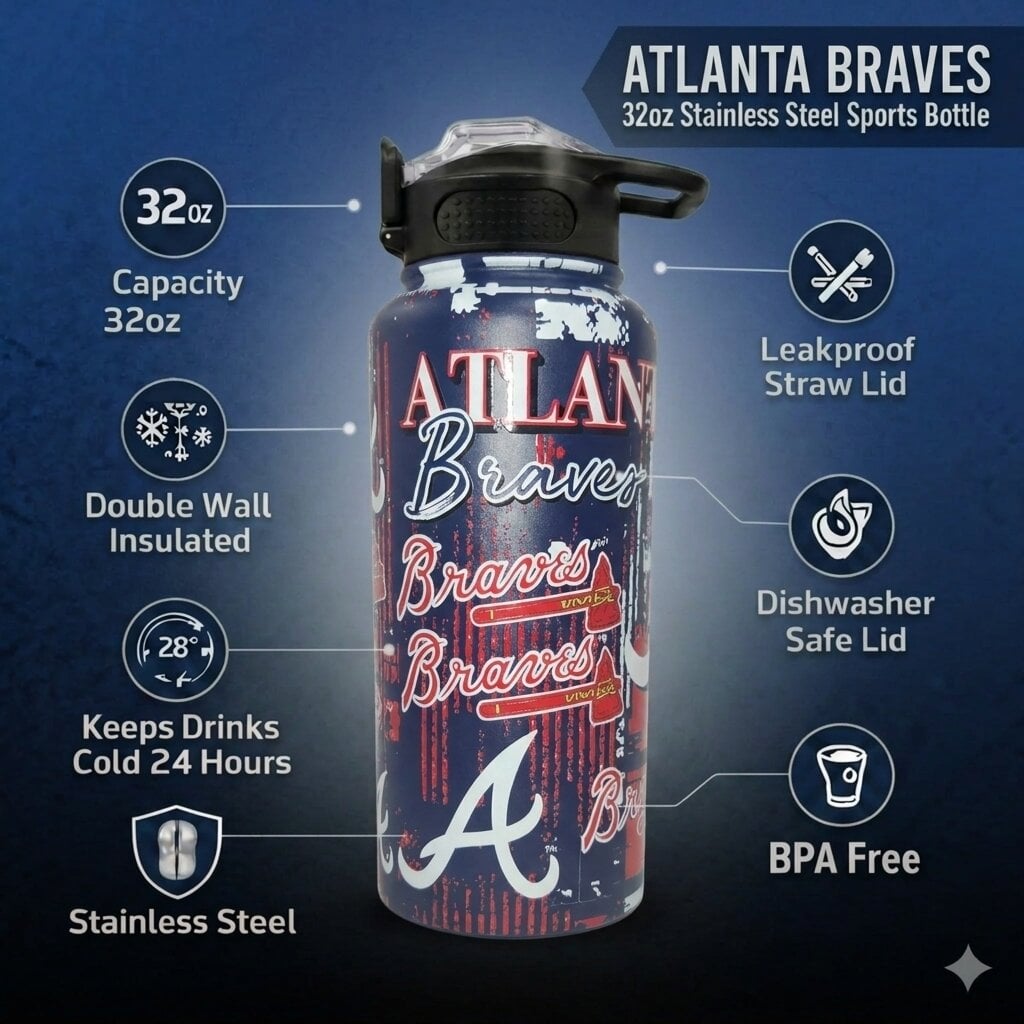 Gourde Pegasus Atlanta Braves 32 oz Home Field Mashup en acier inoxydable ProPress