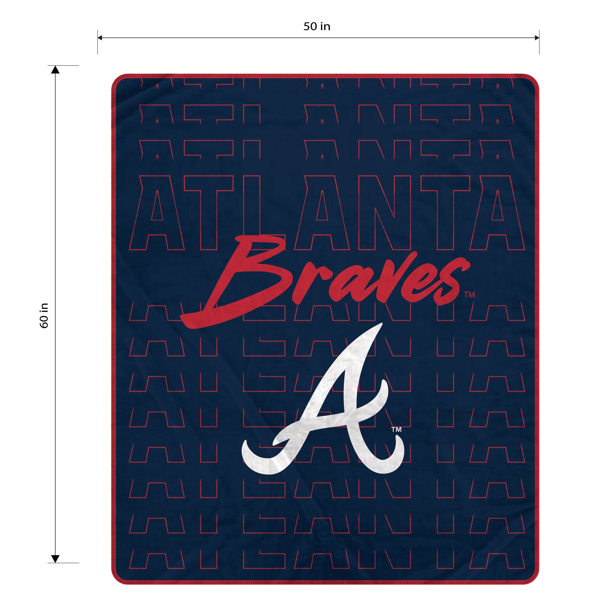 Couverture ultra douce Pegasus Atlanta Braves Echo Script Fade 50" x 60"