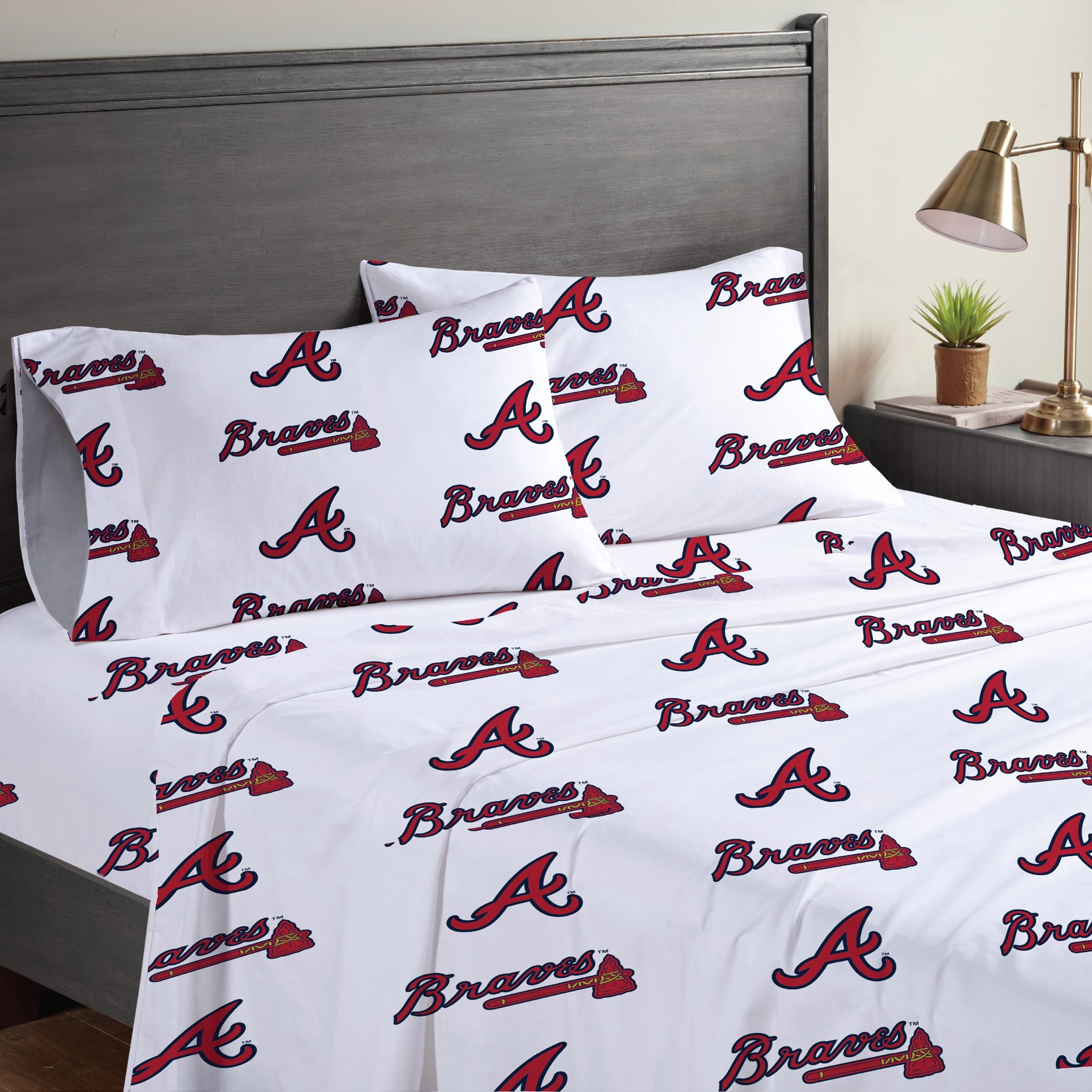 Pegasus Atlanta Braves Four-Piece Queen Sheet Set