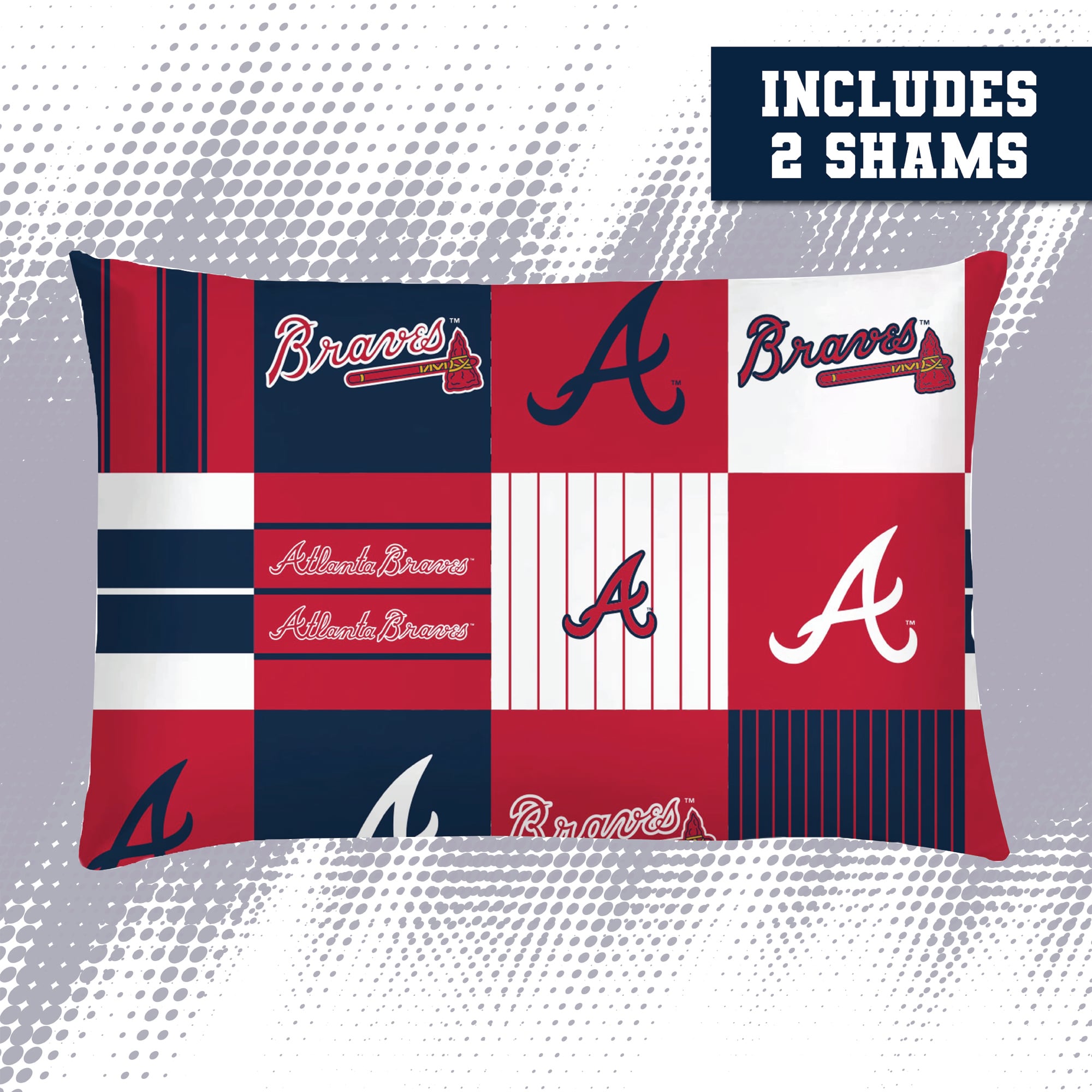 Pegasus Atlanta Braves Patchwork Plaid Three-Piece Full/Queen Bed in a Bag Set