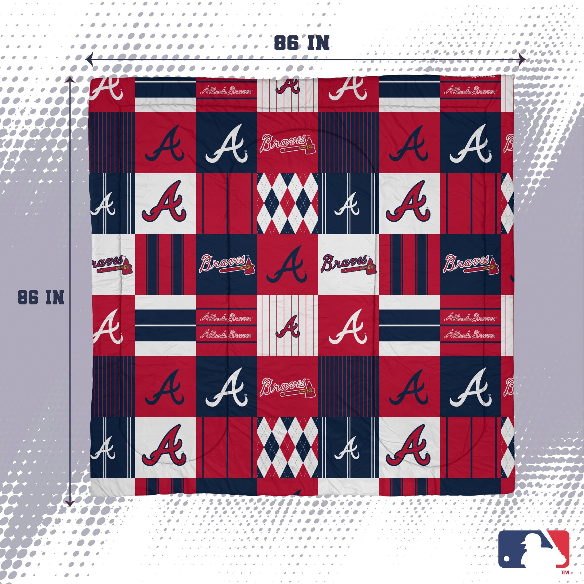 Pegasus Atlanta Braves Patchwork Plaid Three-Piece Full/Queen Bed in a Bag Set
