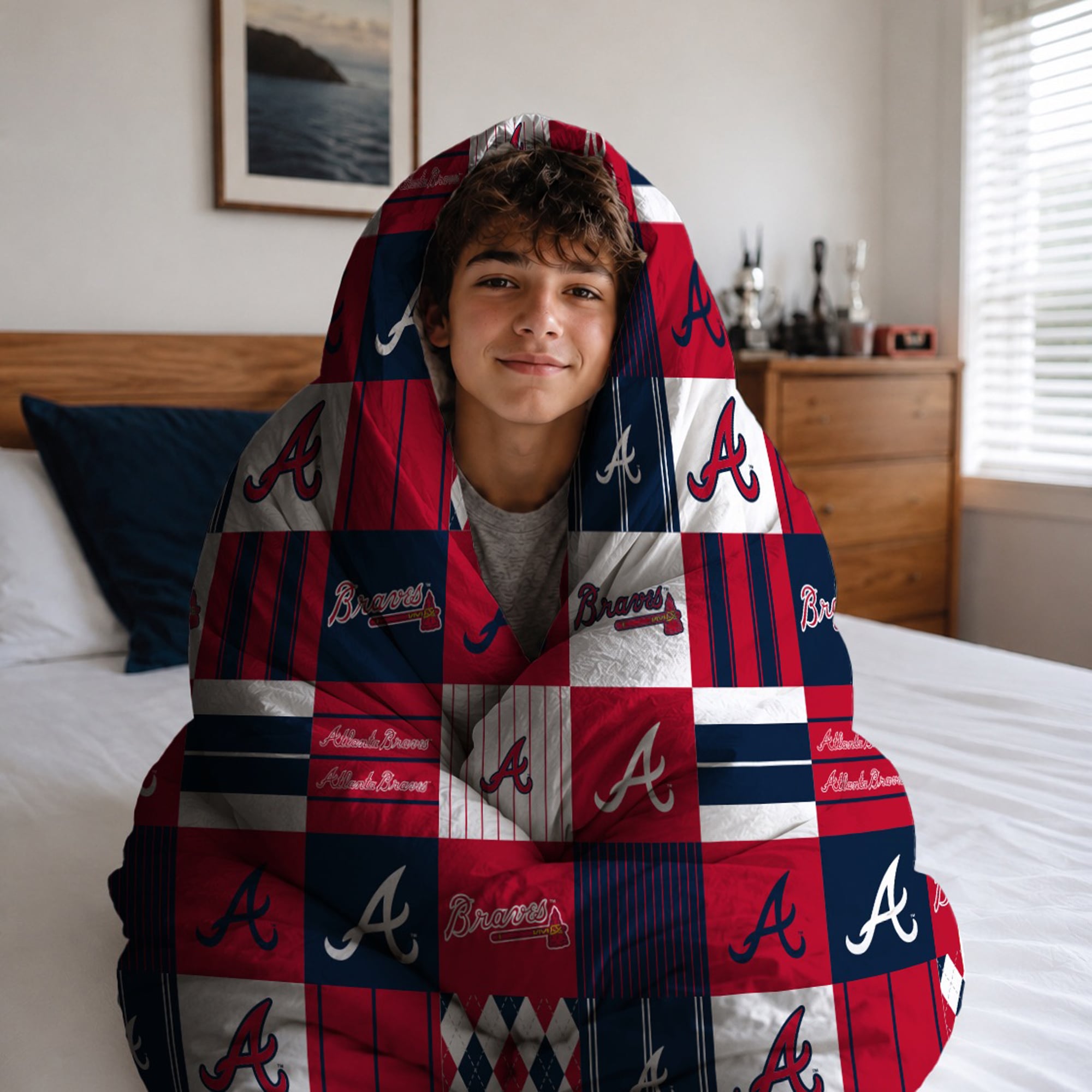 Pegasus Atlanta Braves Patchwork Plaid Two-Piece Twin/Twin XL Bed in a Bag Set