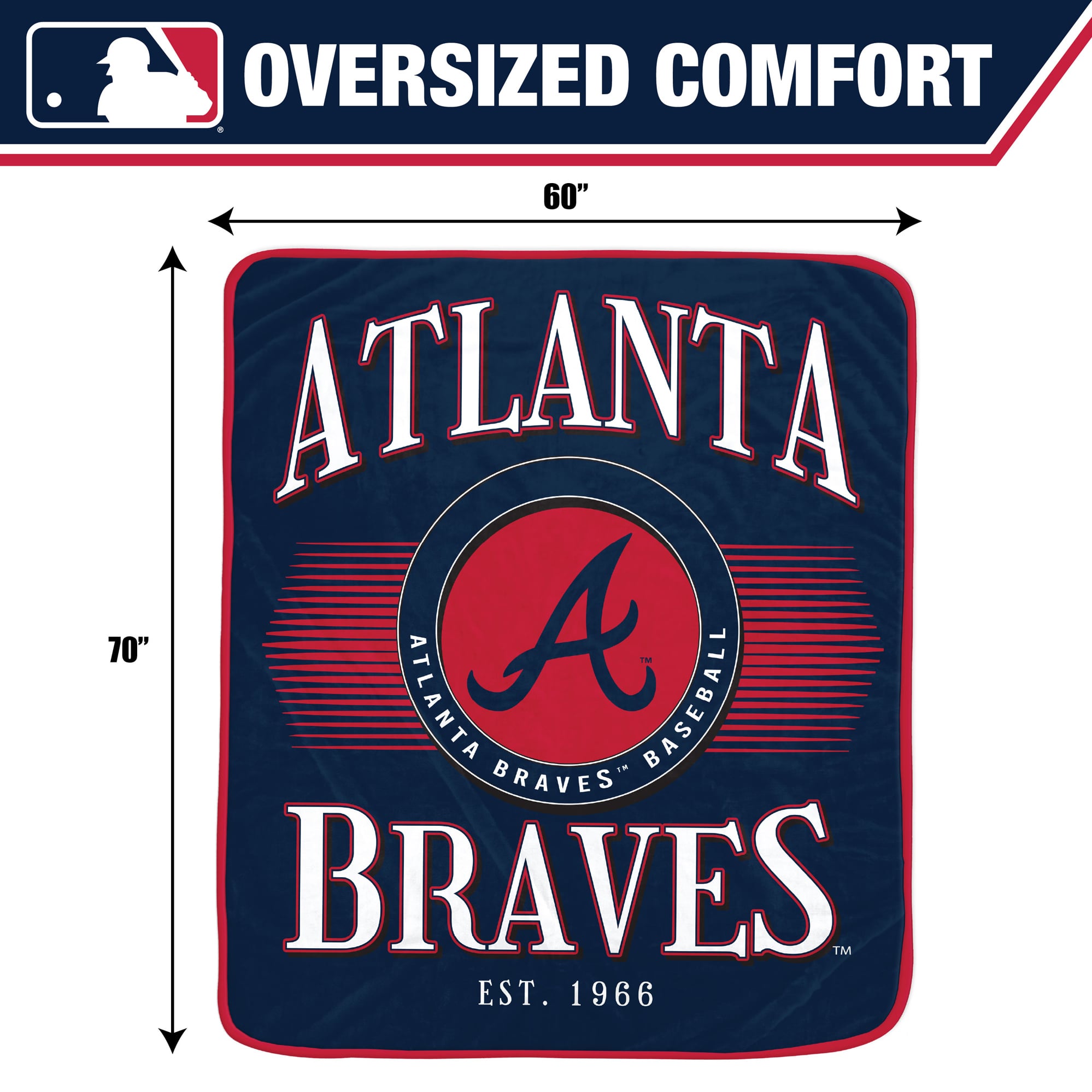 Pegasus Atlanta Braves Spotlight Arch 60" x 70" Ultra Soft Throw Blanket