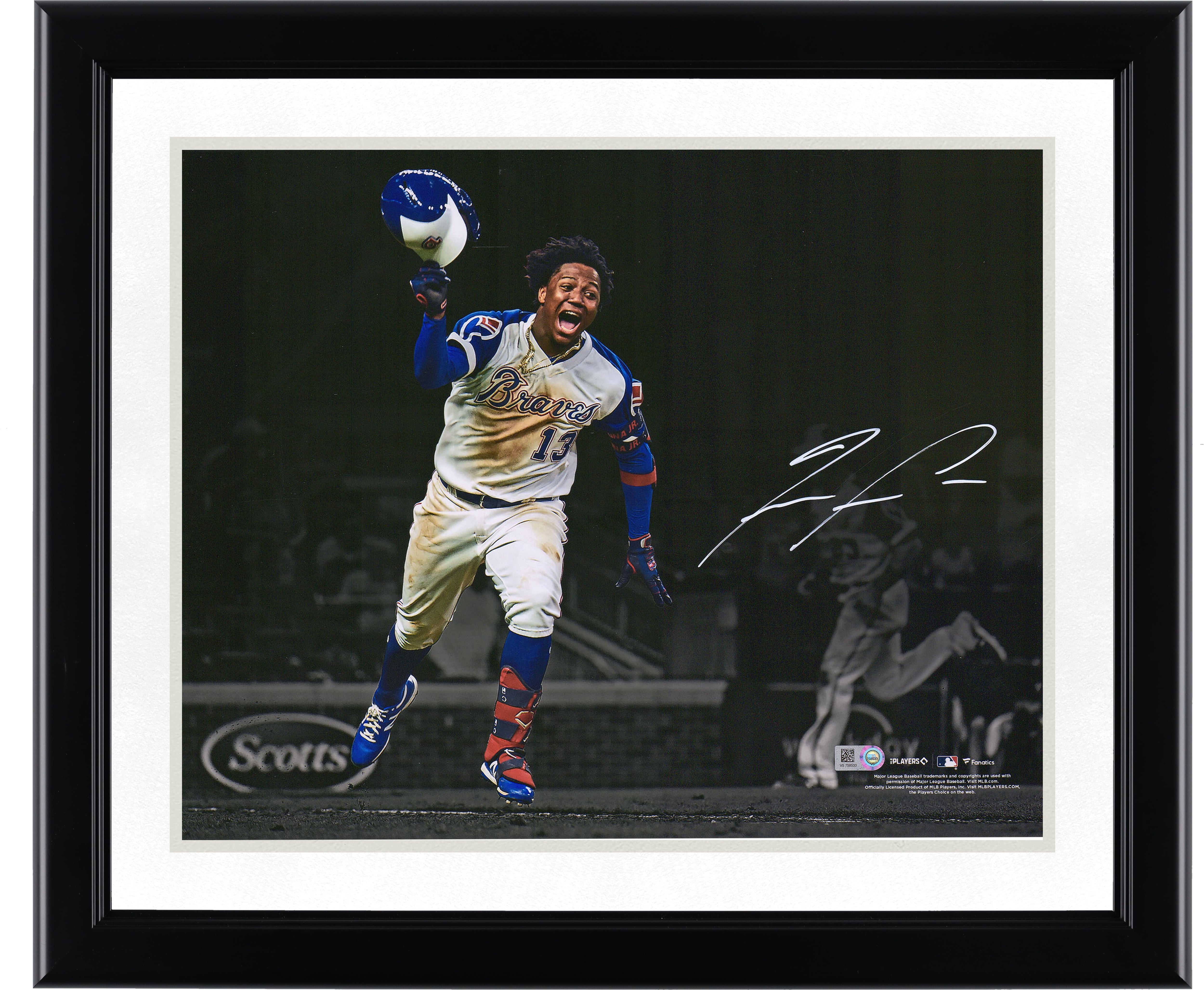 Ronald Acuna Jr. Atlanta Braves Autographed 11" x 14" Celebration Spotlight Photograph