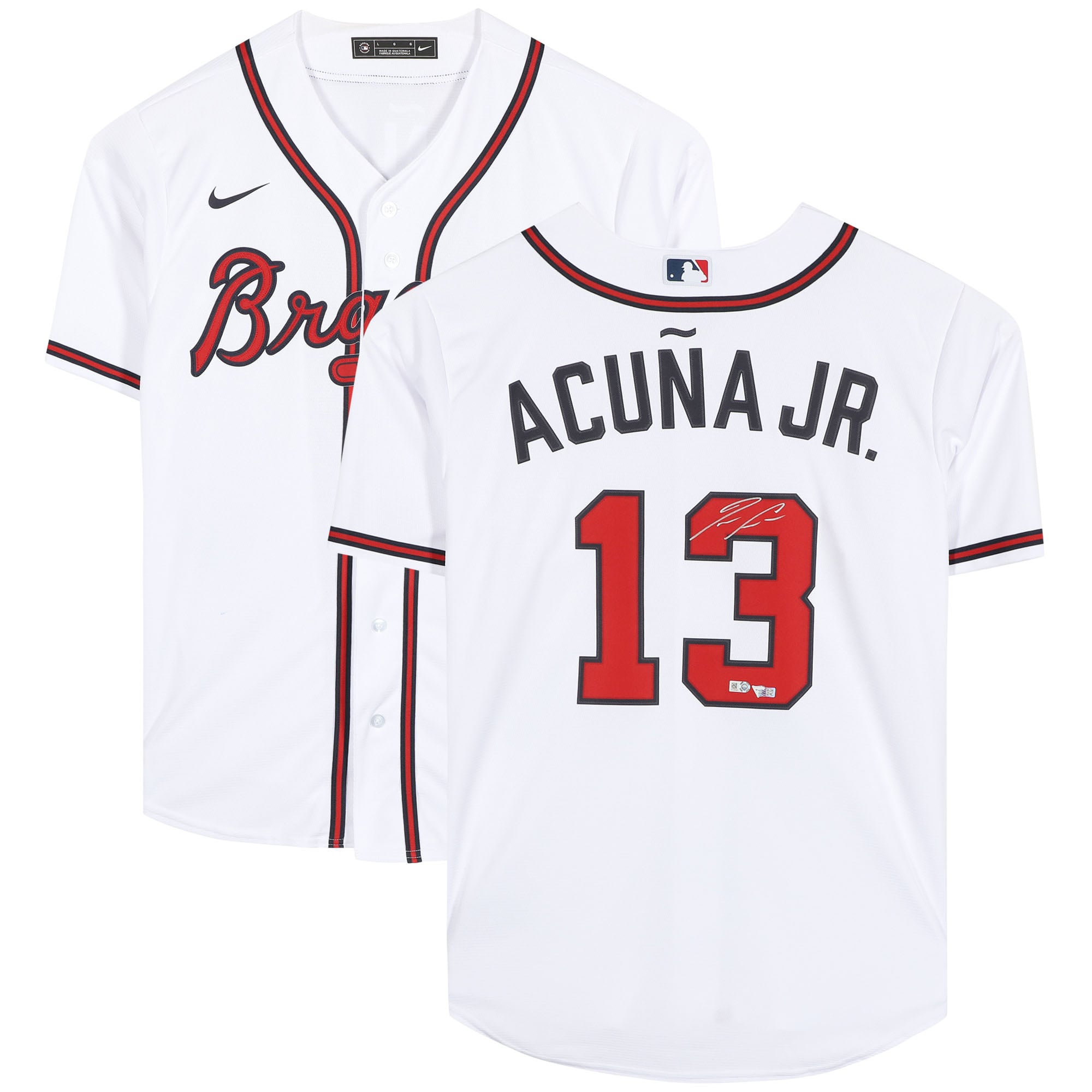 Maillot Ronald Acuna Jr. Atlanta Braves autographié blanc Nike authentique