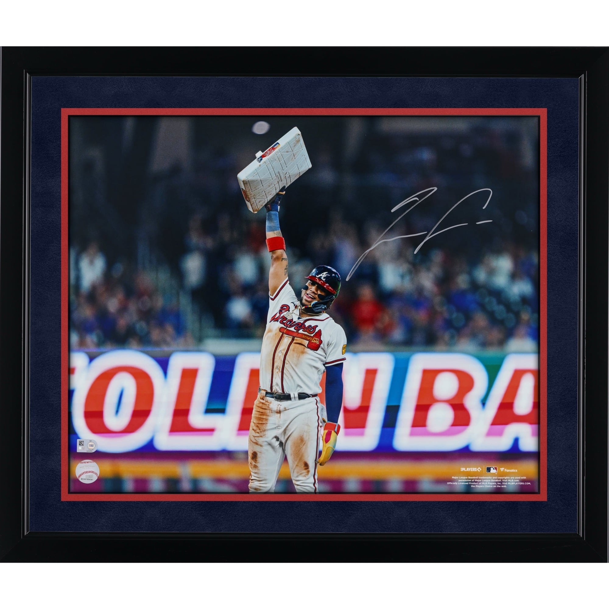 Photo dédicacée de Ronald Acuña Jr. (Atlanta Braves) - 40,6 x 50,8 cm (16 x 20 pouces) - Support inclus