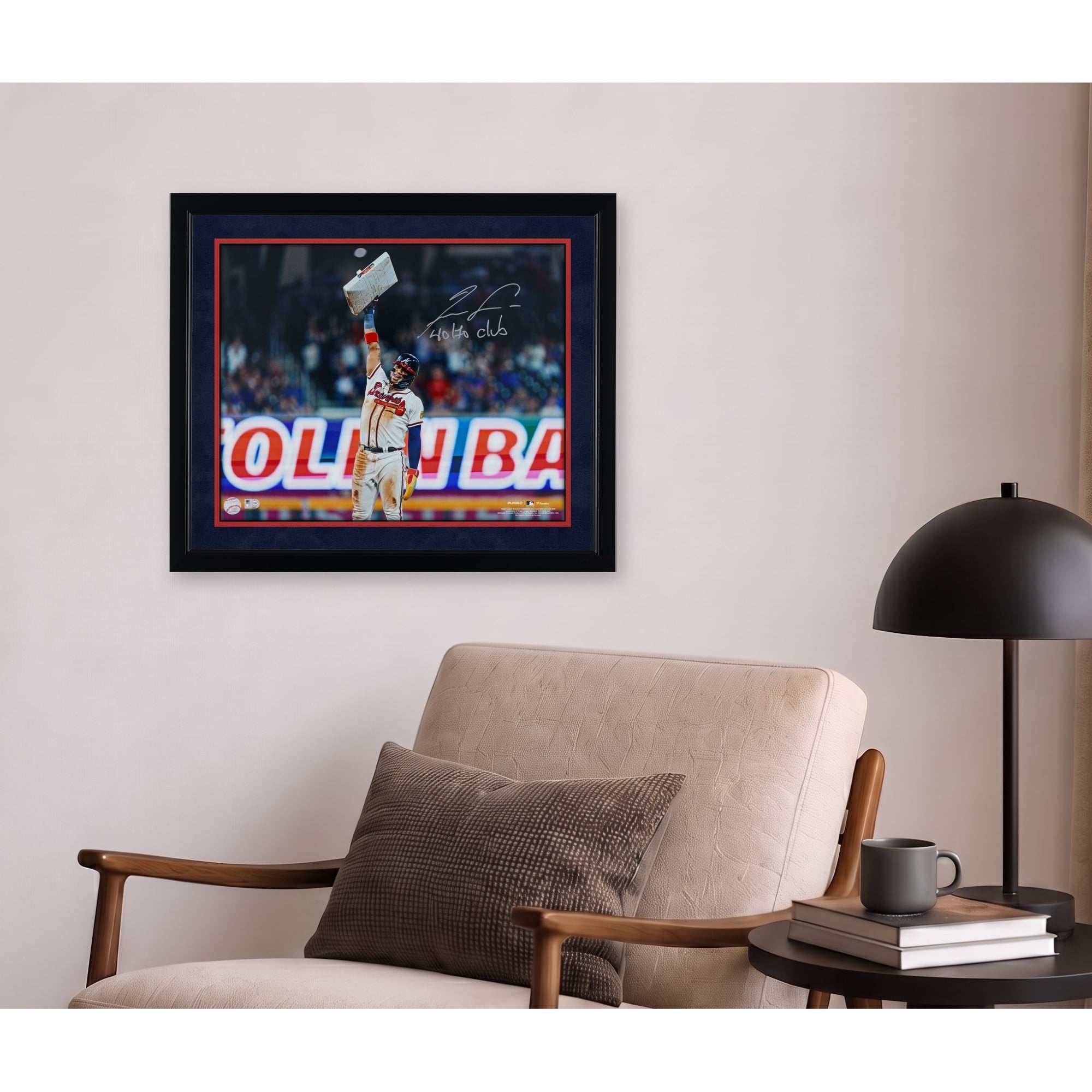 Ronald Acuña Jr. Atlanta Braves Autographed 16" x 20" Holding Base Photograph with "40/70 Club" Inscription