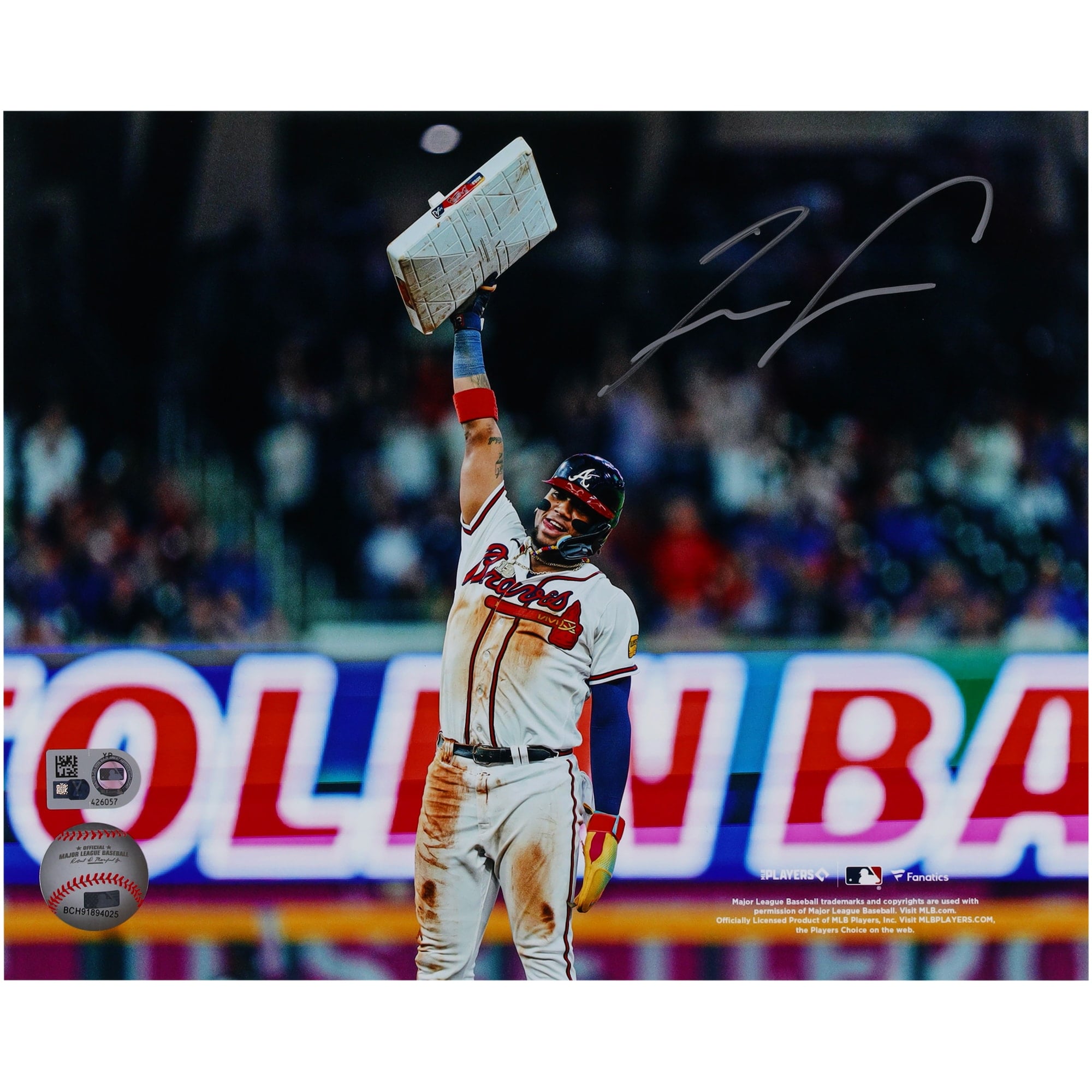 Ronald Acuña Jr. Atlanta Braves Autographed 8" x 10" Holding Base Photograph