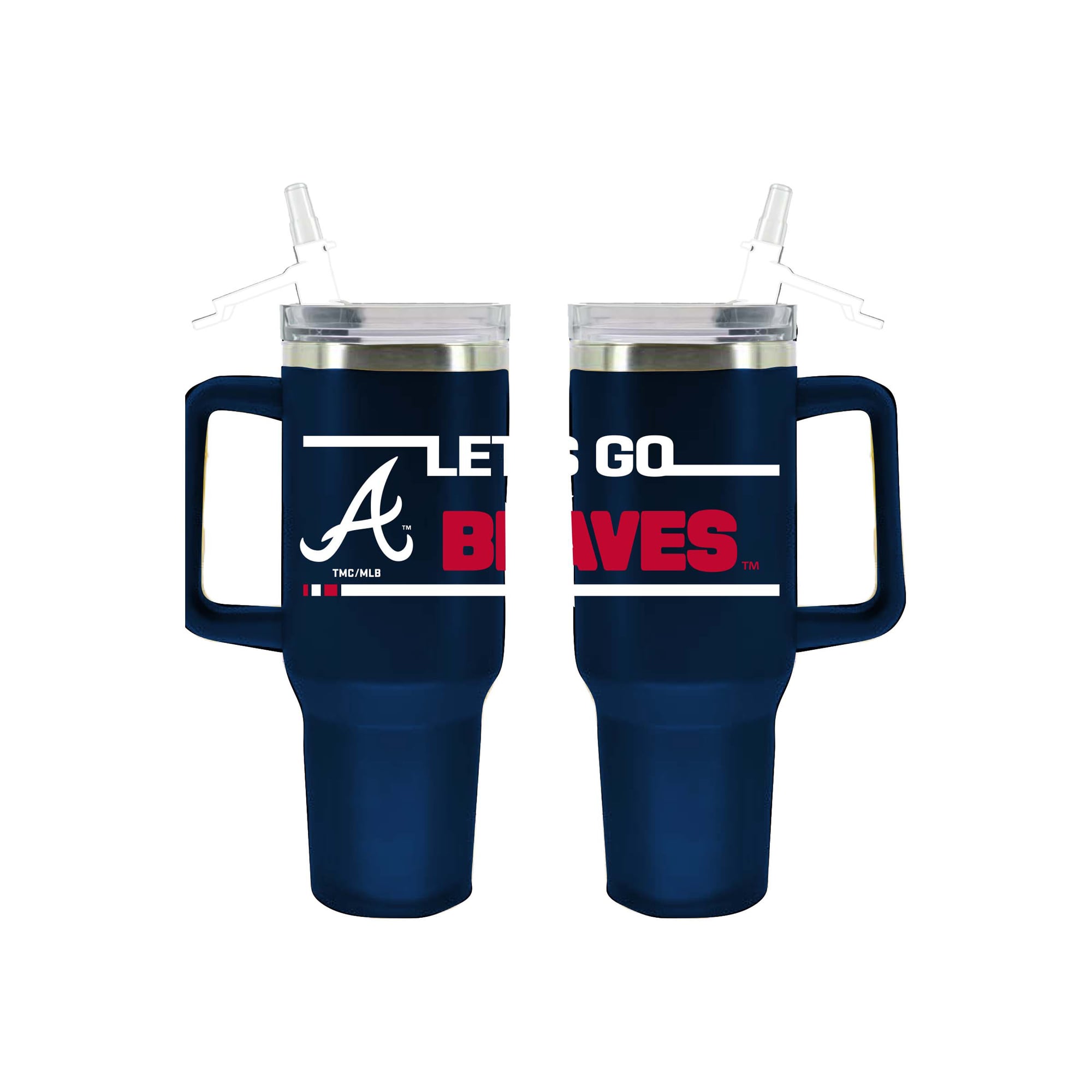 Gobelet isotherme The Memory Company Atlanta Braves de 1,2 L en acier inoxydable aux couleurs de l'équipe avec paille rabattable