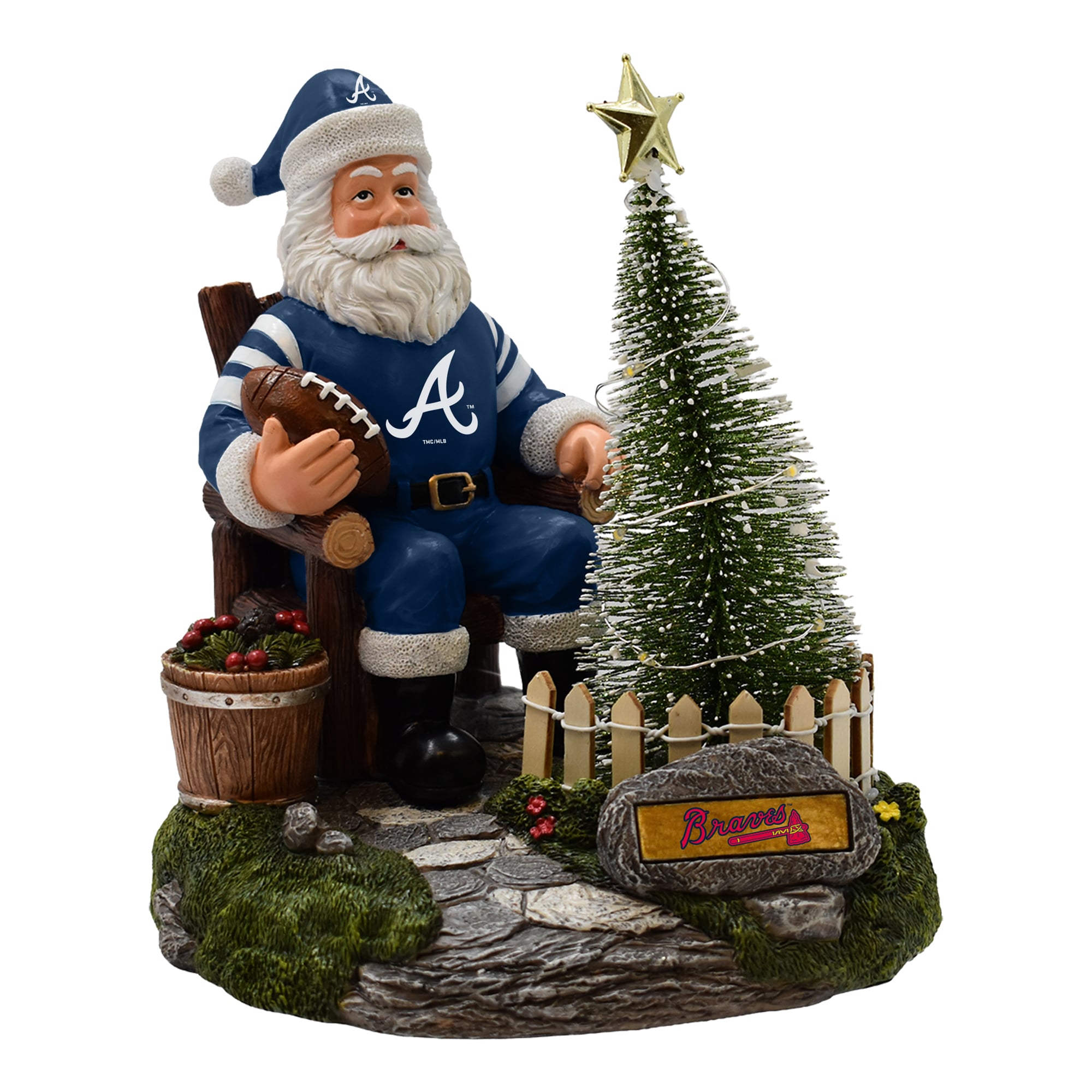 Figurine de Père Noël des Braves d'Atlanta de The Memory Company avec sapin LED