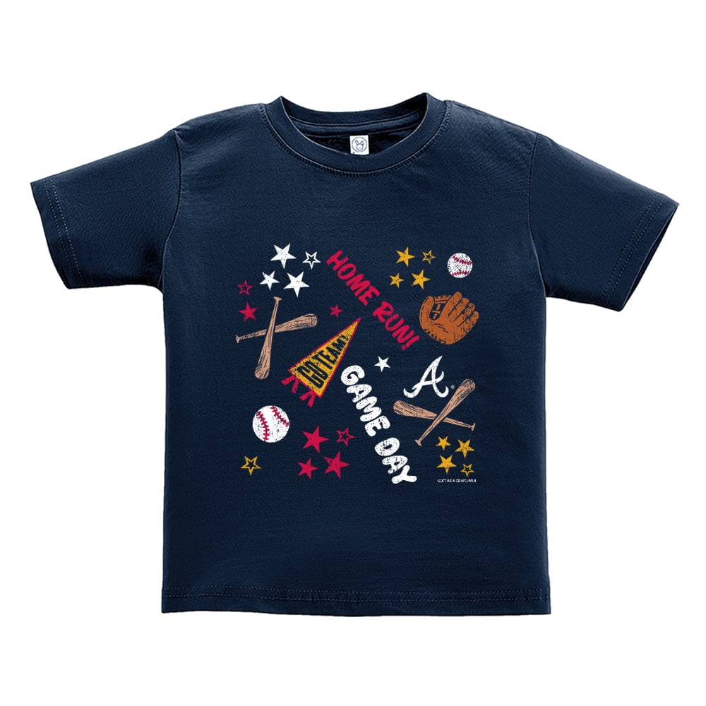 Toddler Soft as a Grape Navy Atlanta Braves Home Run T-Shirt