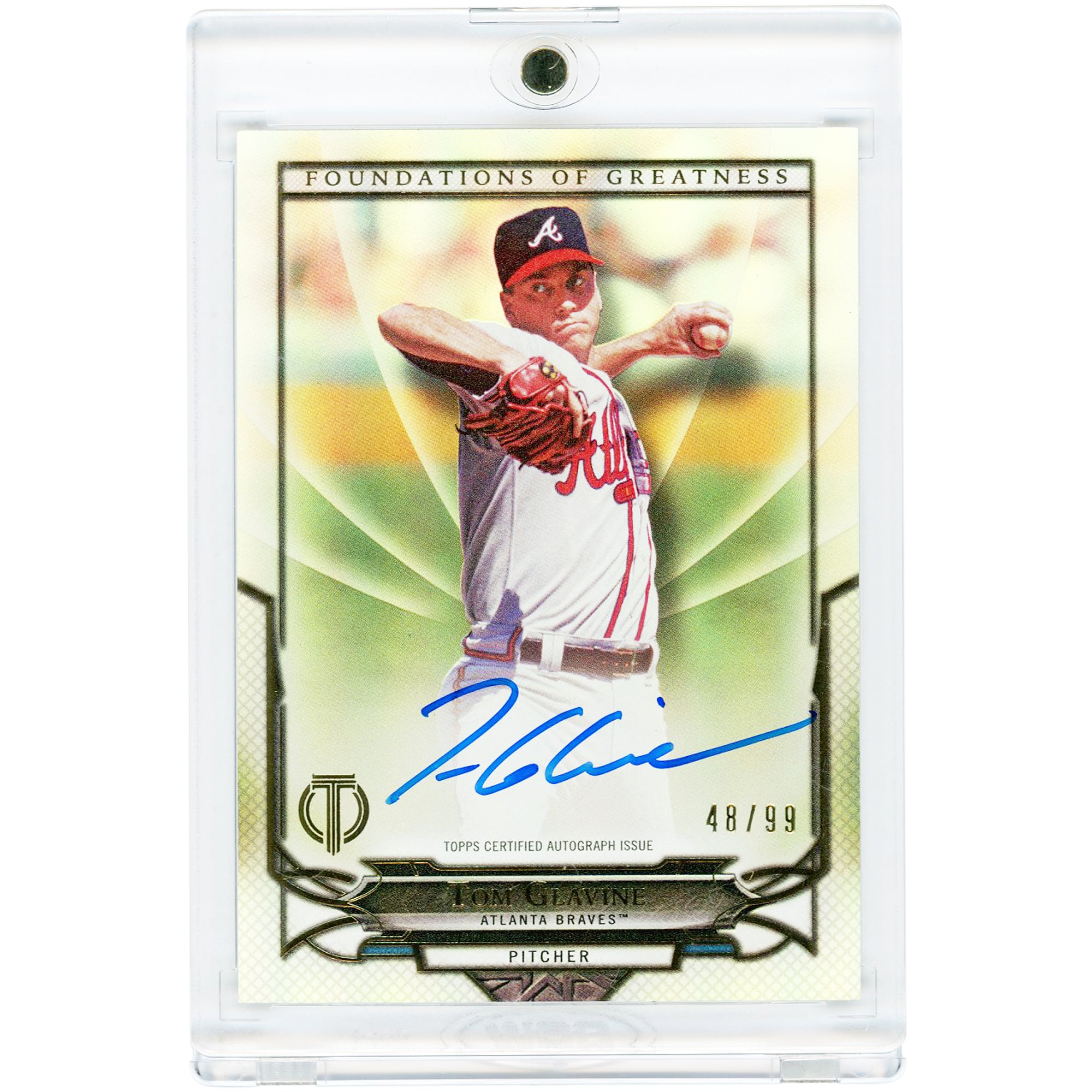 Carte autographiée de Tom Glavine (Atlanta Braves) 2016 Topps Tribute Foundations of Greatness #THEN-TG #48/99