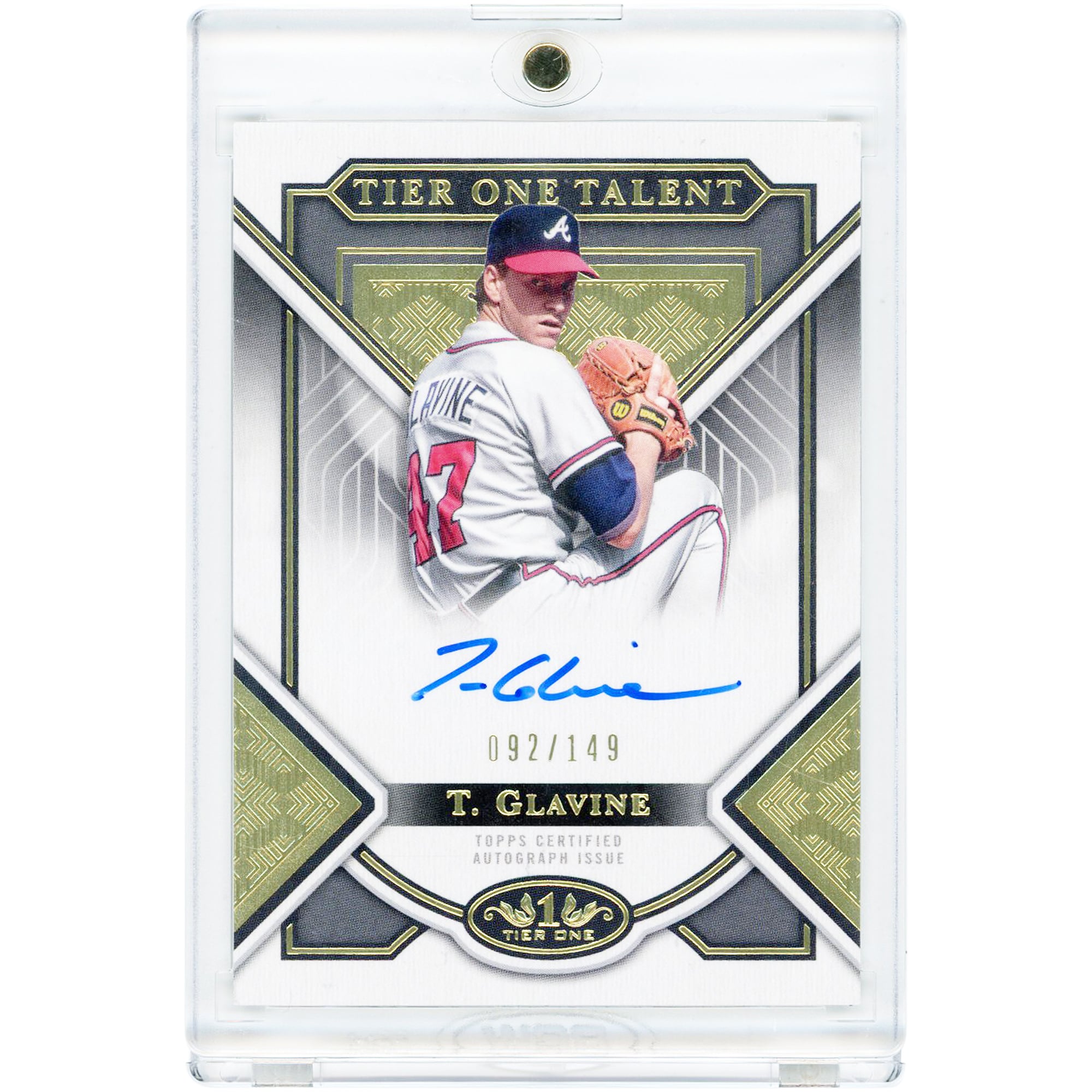 Carte autographiée de Tom Glavine (Atlanta Braves) 2023 Topps Tier One Tier One Talent #T1TA-TG #92/149