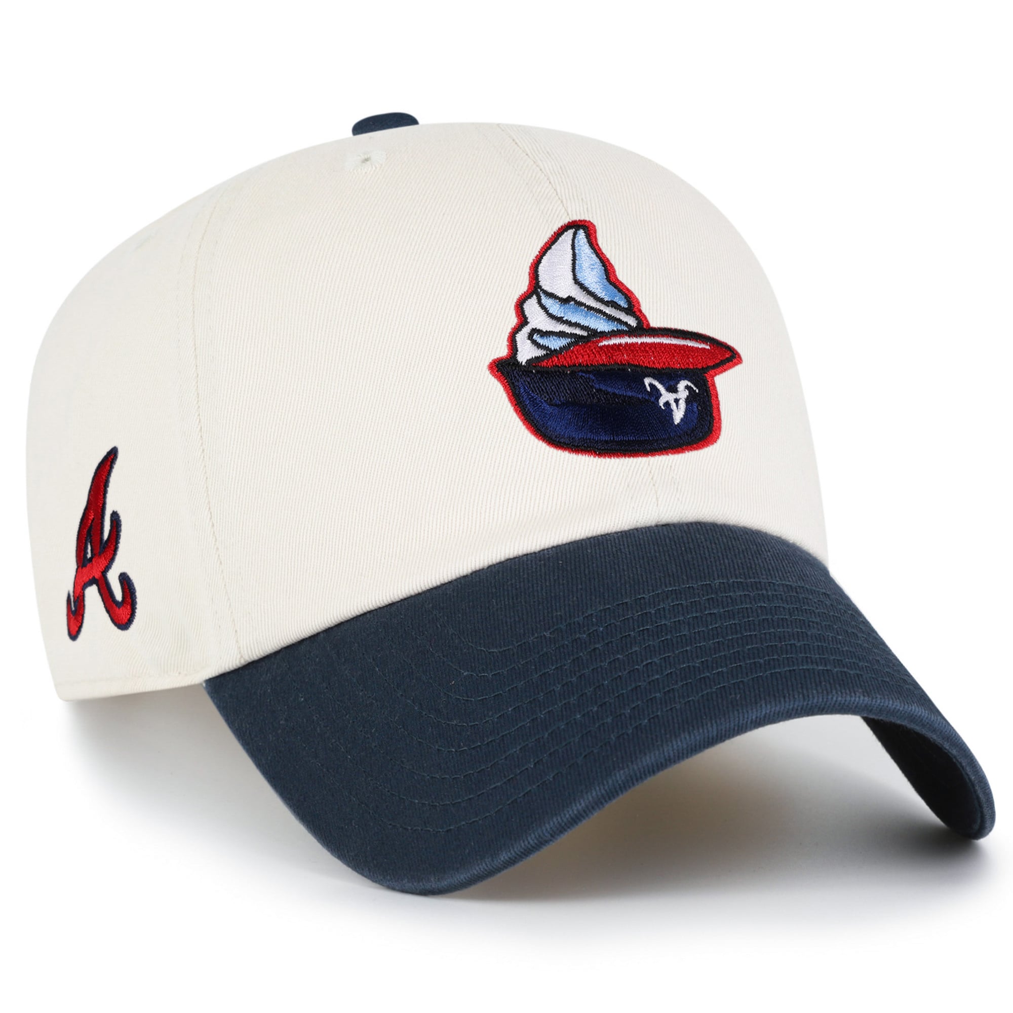 Unisex '47 Natural Atlanta Braves Single Swirl Ice Cream Helmet 2.0 Clean Up Adjustable Hat