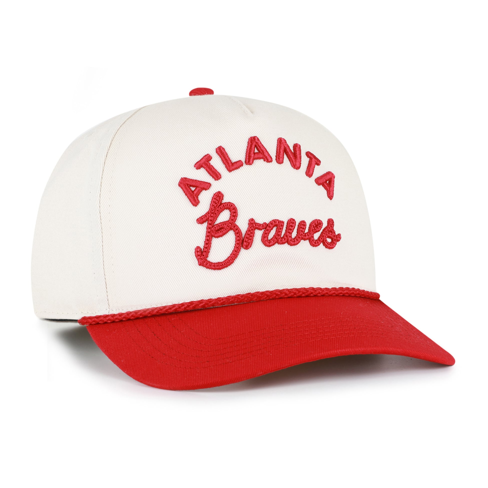 Unisex '47 Natural/Red Atlanta Braves Rope Script Hitch Adjustable Hat