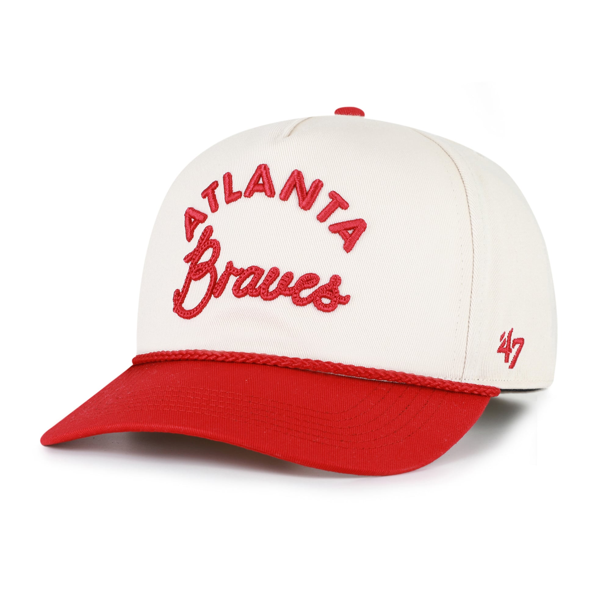Unisex '47 Natural/Red Atlanta Braves Rope Script Hitch Adjustable Hat