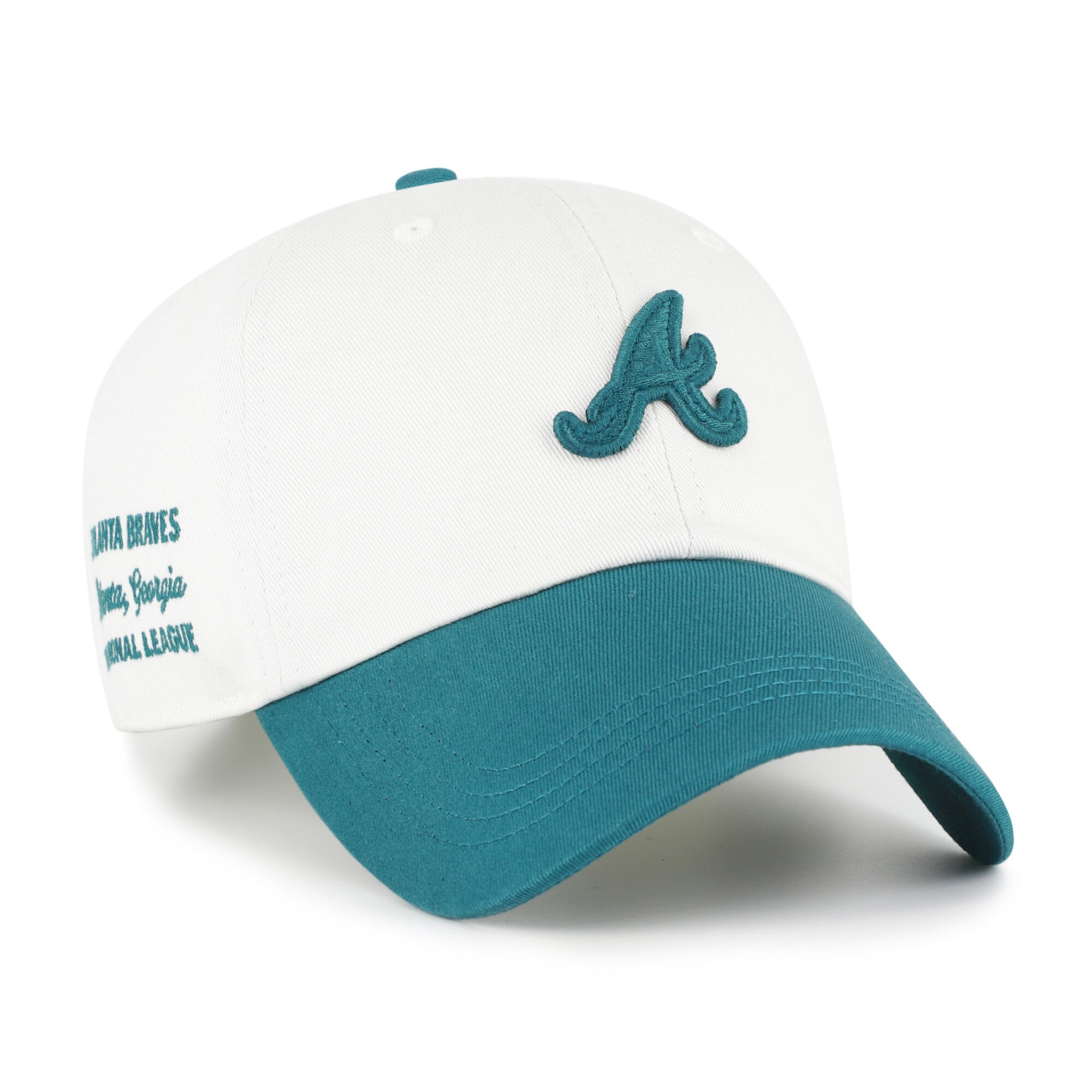 Unisex '47 White/Teal Atlanta Braves Contemporary Tonal Clean Up Adjustable Hat