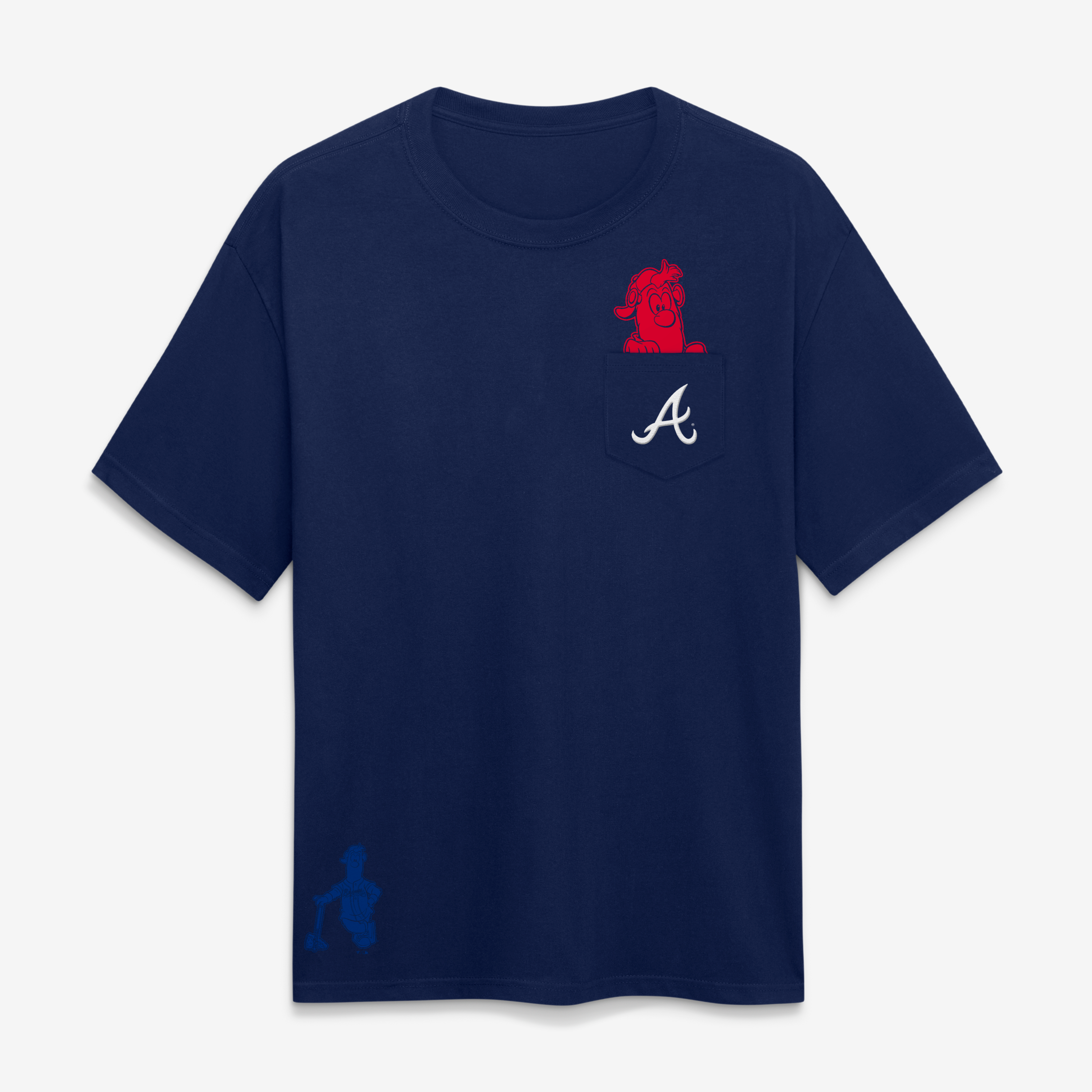 T-shirt unisexe Fanatics Atlanta Braves bleu marine avec poche et mascotte