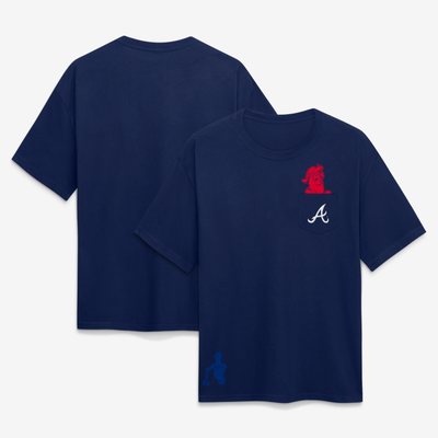  Atlanta Braves Fanatics Unisex Pocket Mascot T-Shirt - Navy