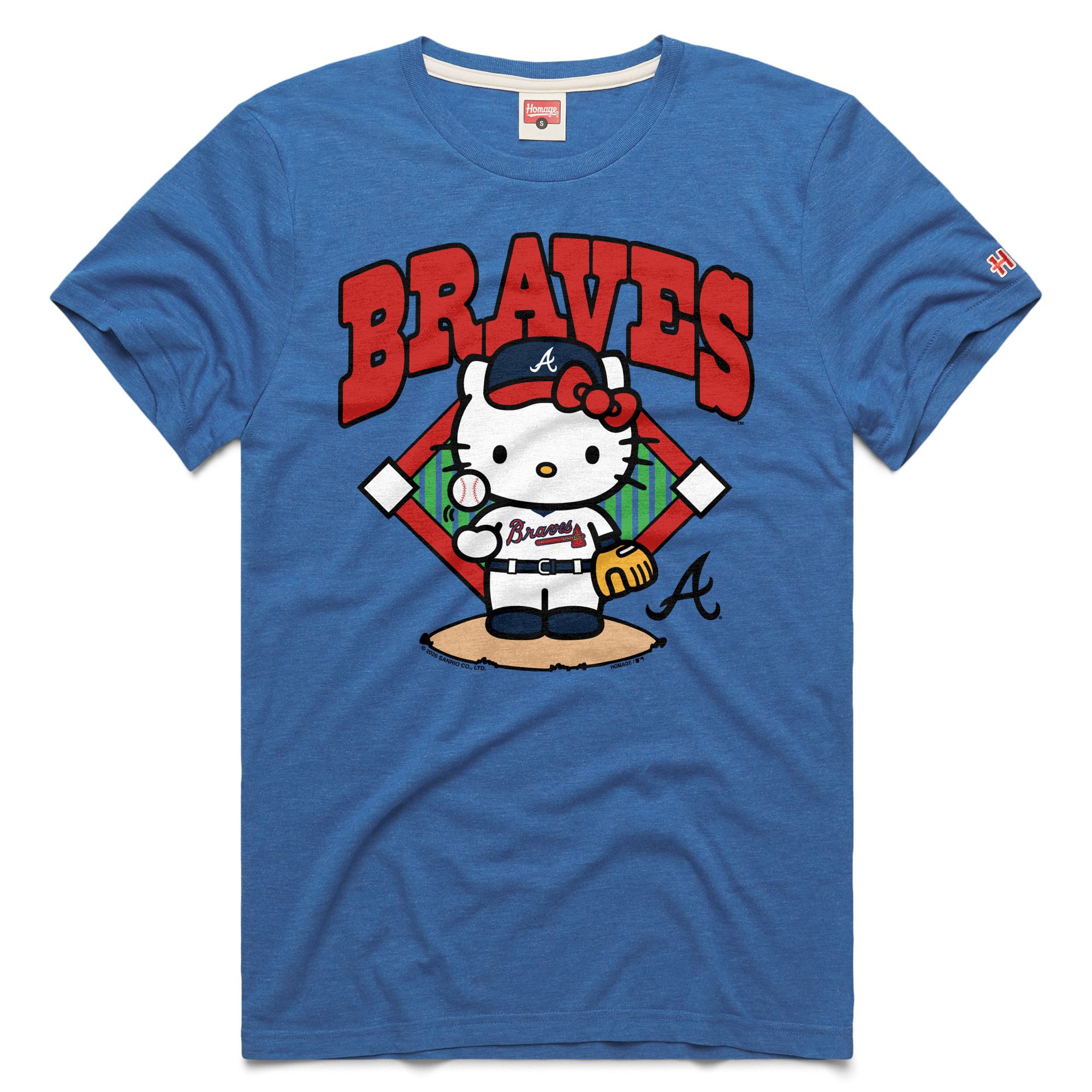 Unisex Homage Royal Atlanta Braves Hello Kitty Tri-Blend T-Shirt