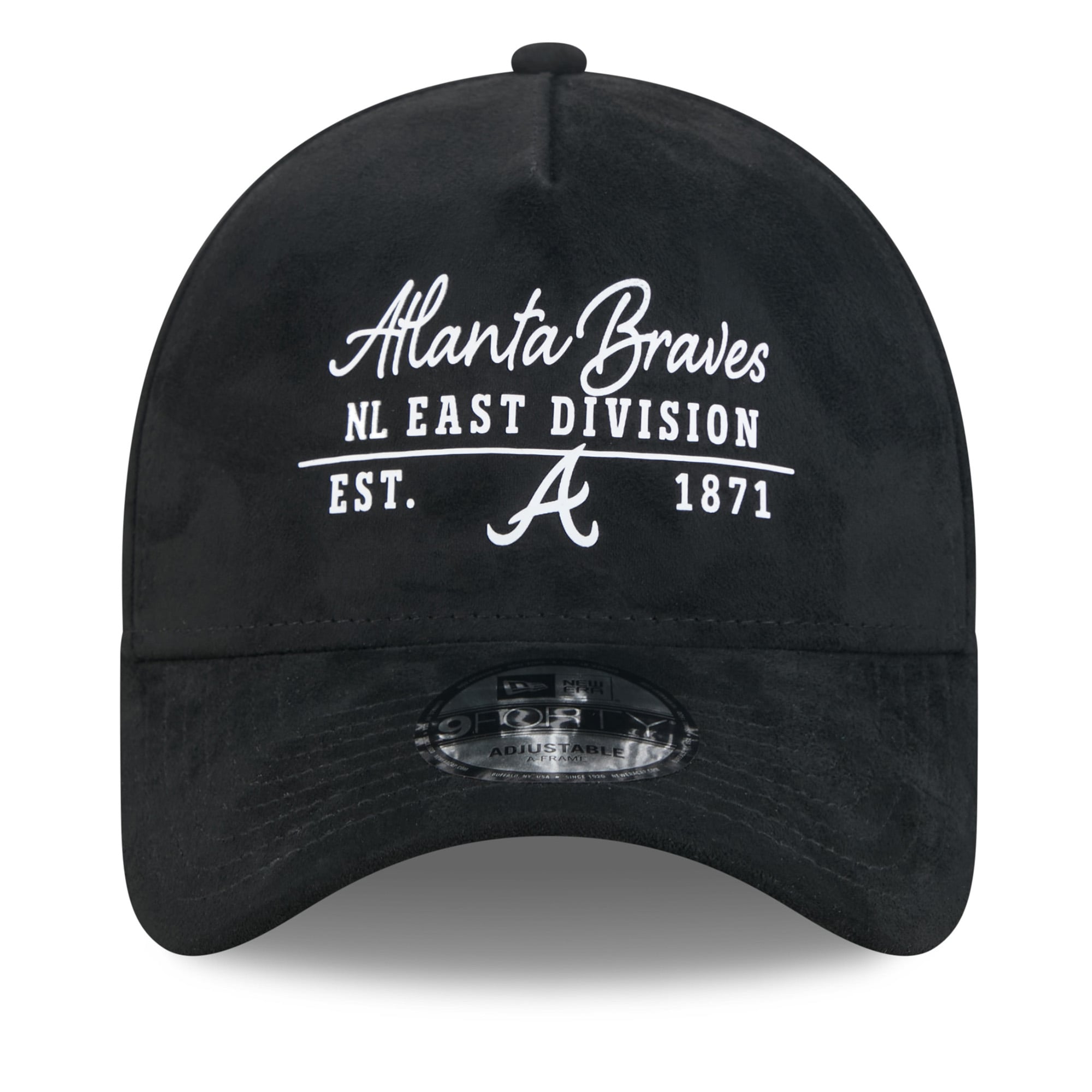 Unisex New Era Black Atlanta Braves Script Text 9FORTY A-Frame Adjustable Hat
