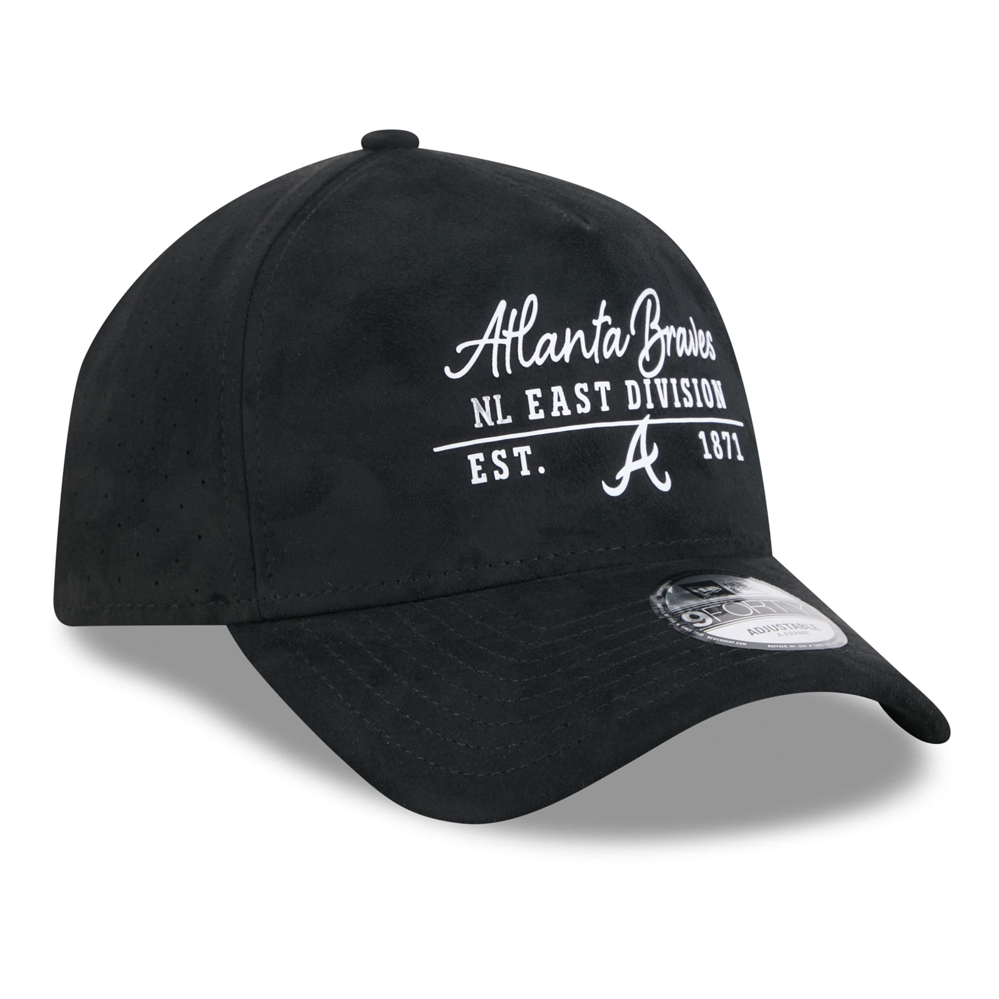 Unisex New Era Black Atlanta Braves Script Text 9FORTY A-Frame Adjustable Hat