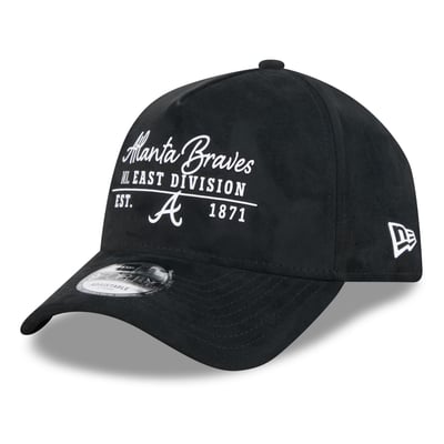 Atlanta Braves New Era Unisex Script Text 9FORTY A-Frame Adjustable Hat - Black