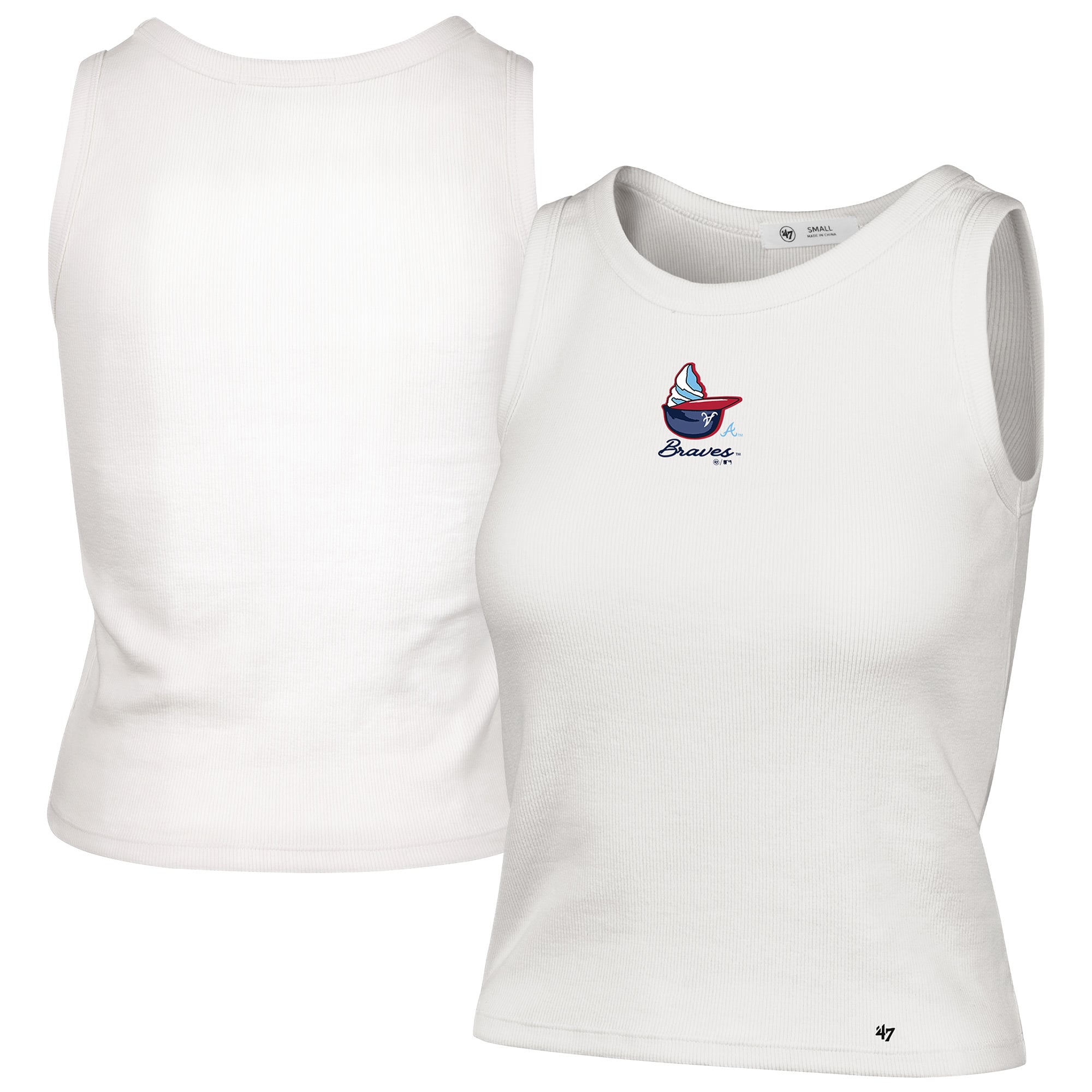 Women's '47 Cream Atlanta Braves Single Swirl Ribbed Baby Tank Top