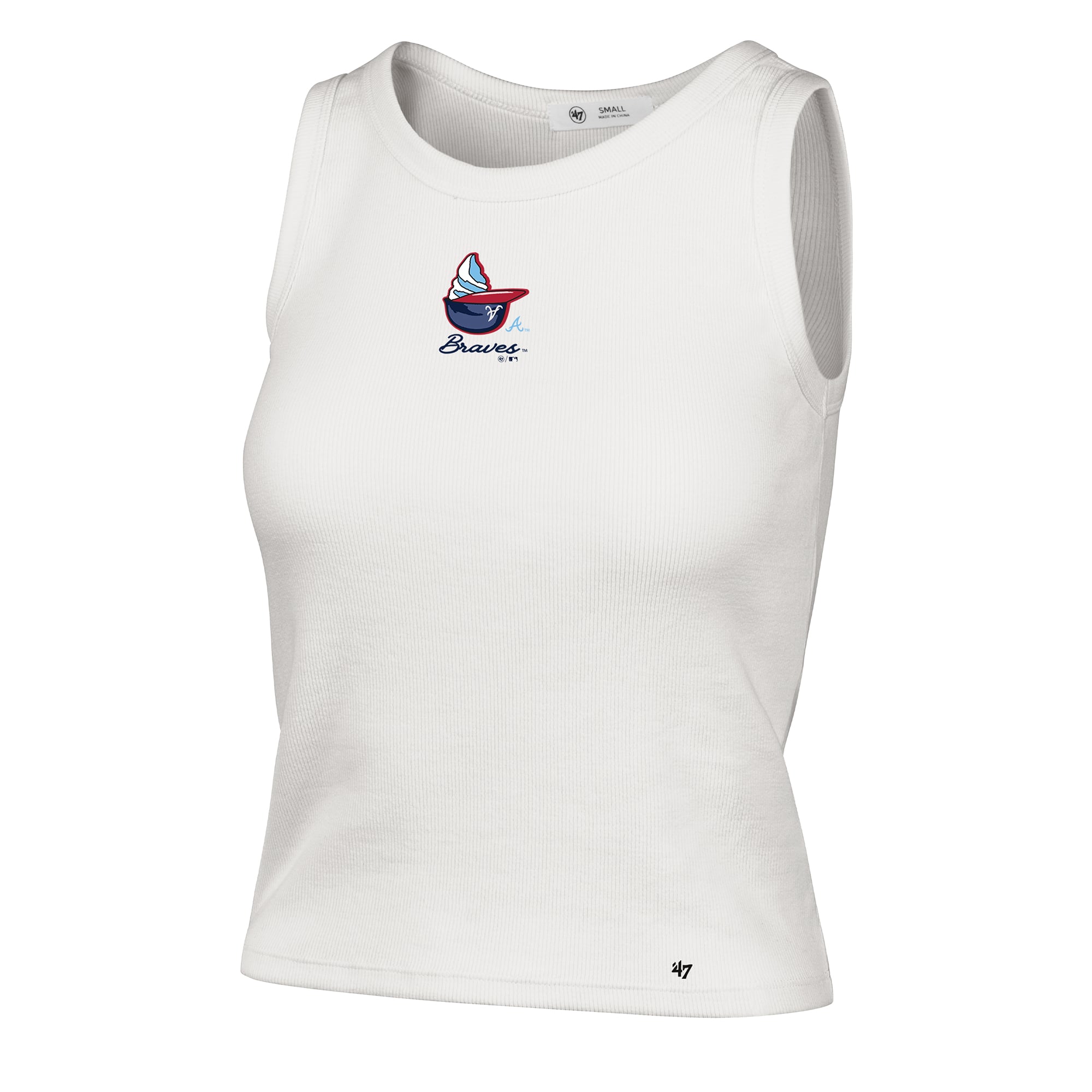 Women's '47 Cream Atlanta Braves Single Swirl Ribbed Baby Tank Top
