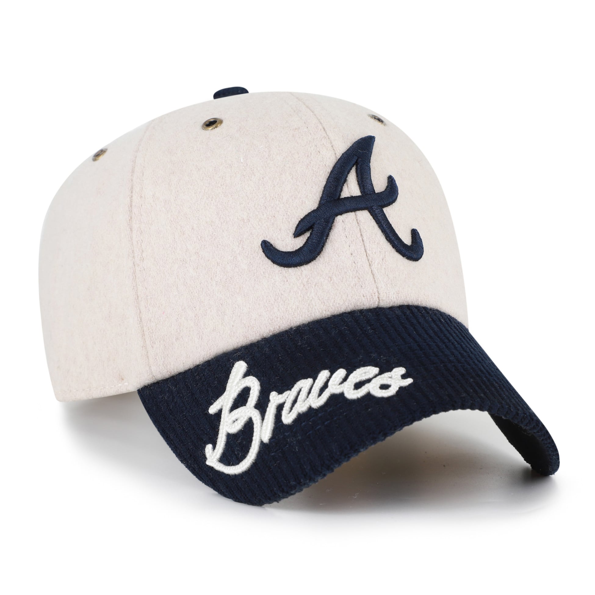 Casquette ajustable pour femme Atlanta Braves « 47 » naturelle/marine avec inscription en corde