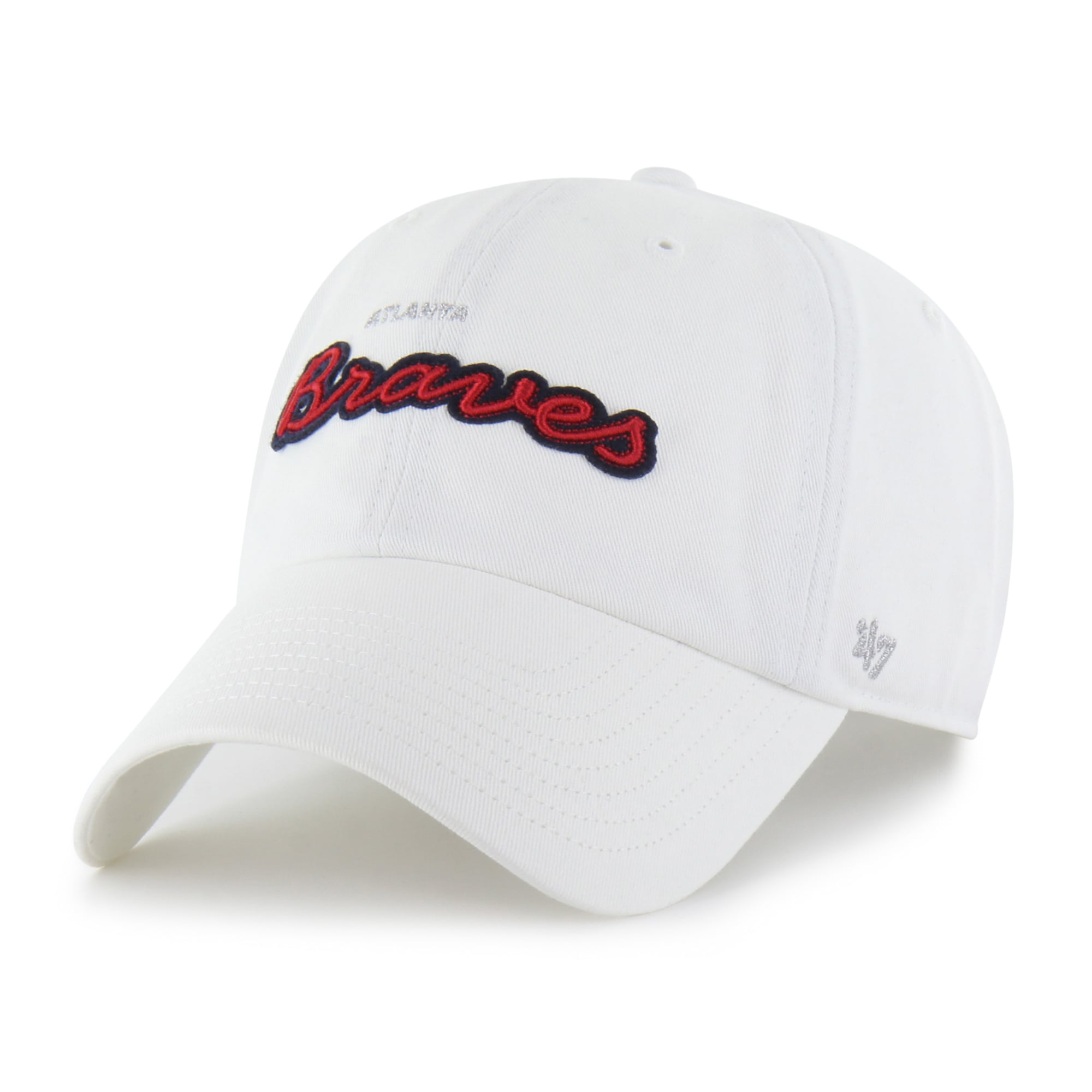 Women's '47 White Atlanta Braves Trendy Script Clean Up Adjustable Hat