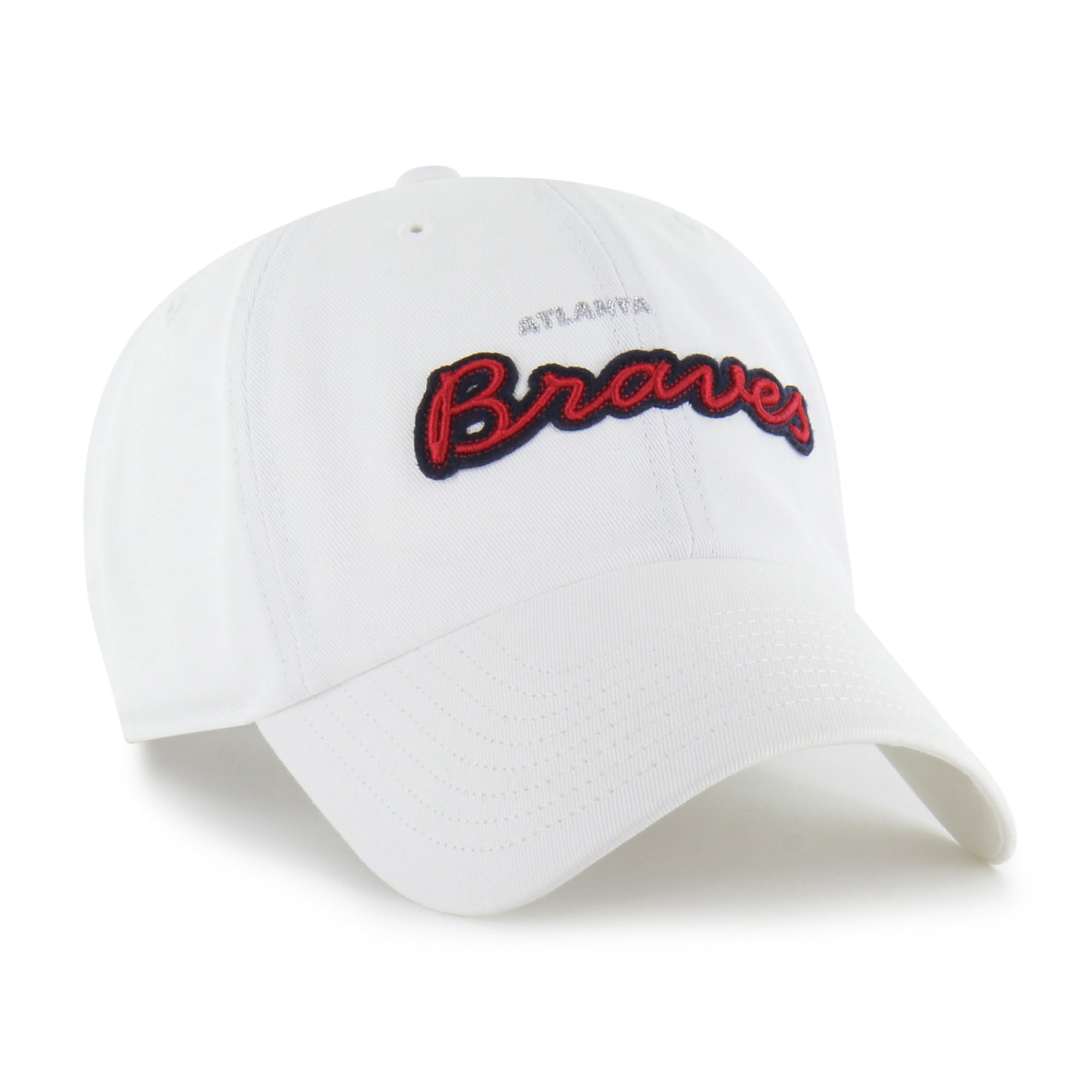 Women's '47 White Atlanta Braves Trendy Script Clean Up Adjustable Hat