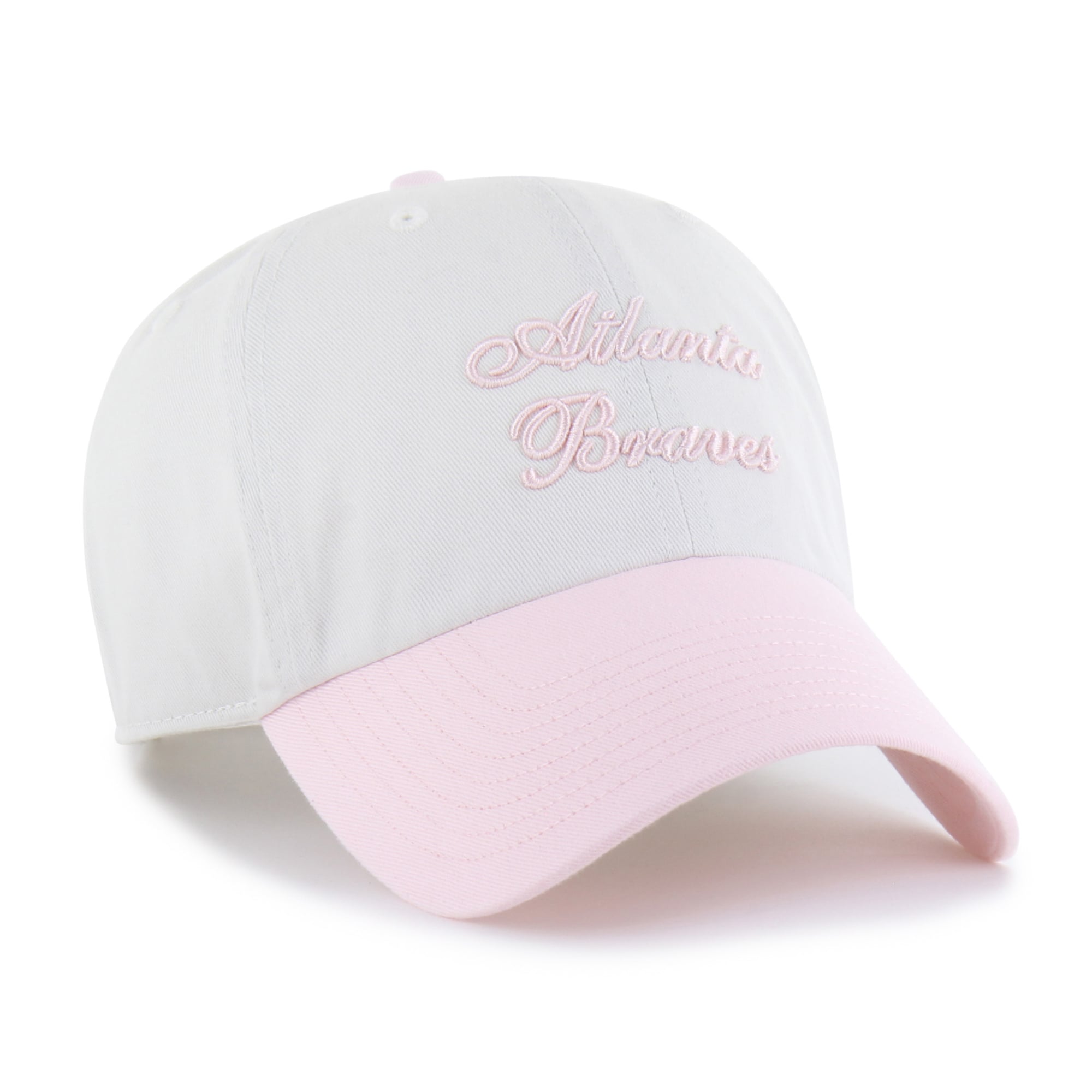 Women's '47 White/Pink Atlanta Braves Gelato Two-Tone Clean Up Adjustable Hat