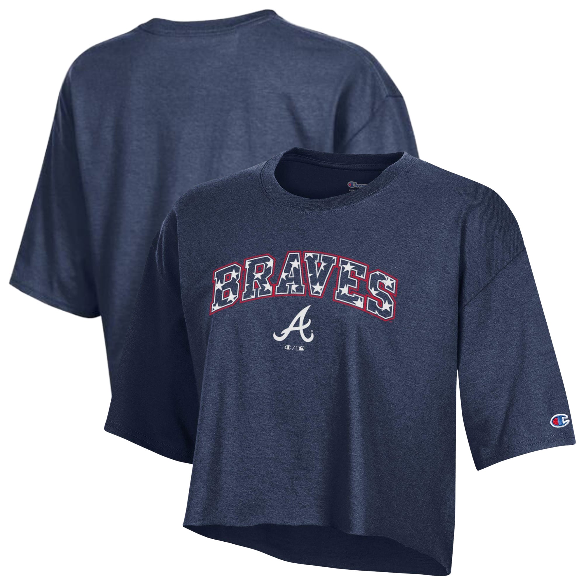 T-shirt court boyfriend bleu marine pour femme Champion Atlanta Braves